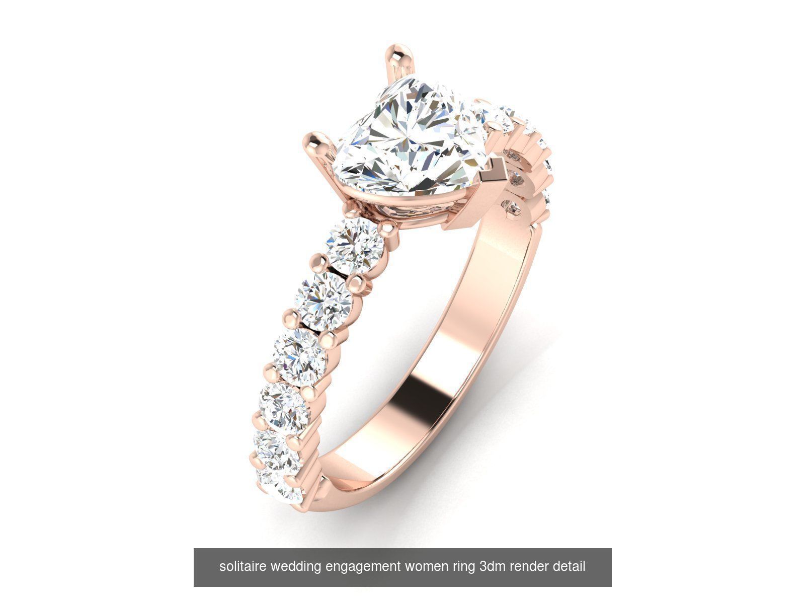 1000 solitaire wedding engagement women ring 3dm stl render 3D Model Collection_53