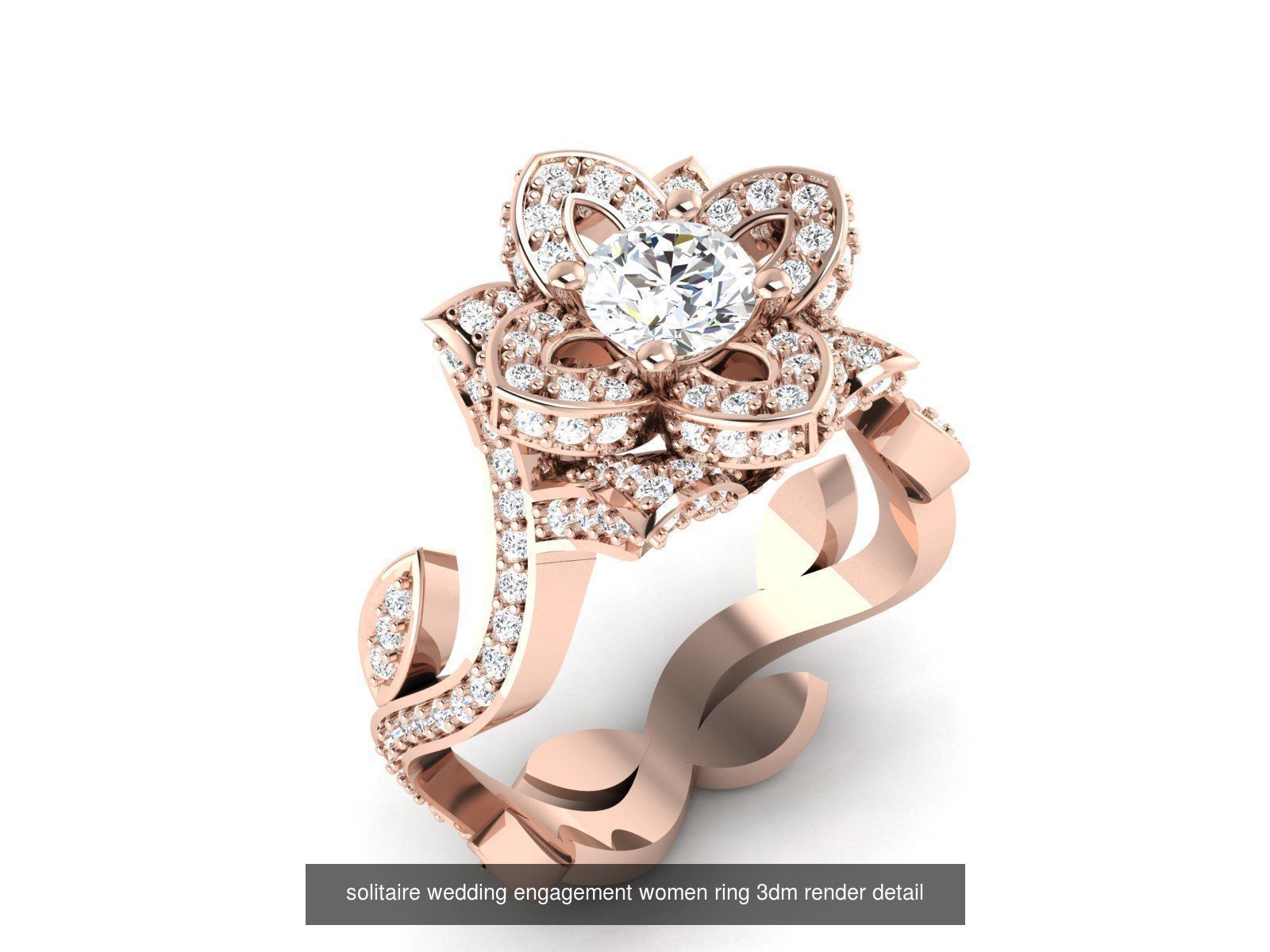 1000 solitaire wedding engagement women ring 3dm stl render 3D Model Collection_56