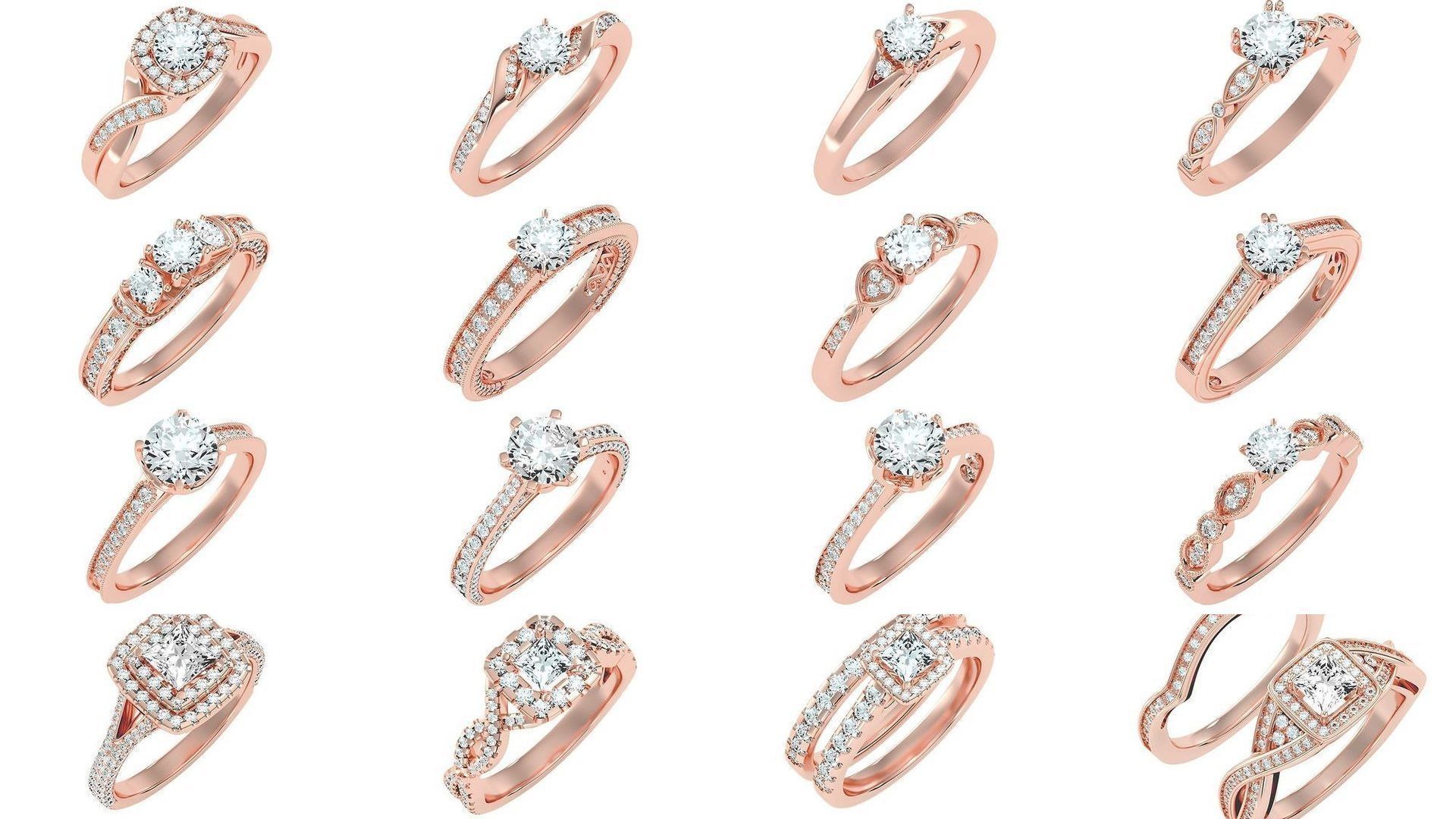 1000 solitaire wedding engagement women ring 3dm stl render 3D Model Collection_45