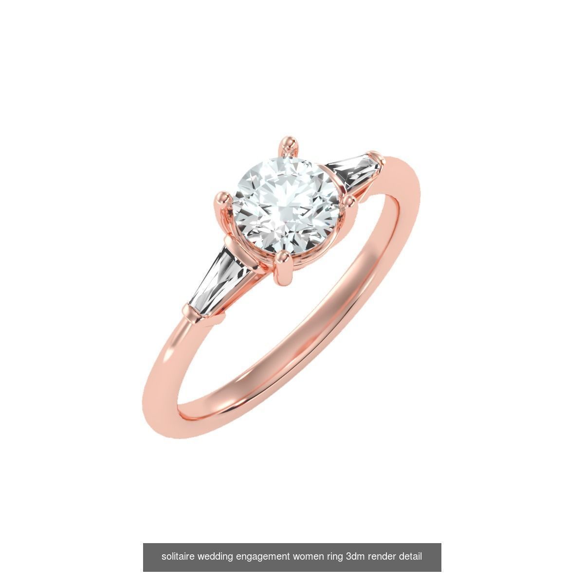 1000 solitaire wedding engagement women ring 3dm stl render 3D Model Collection_111