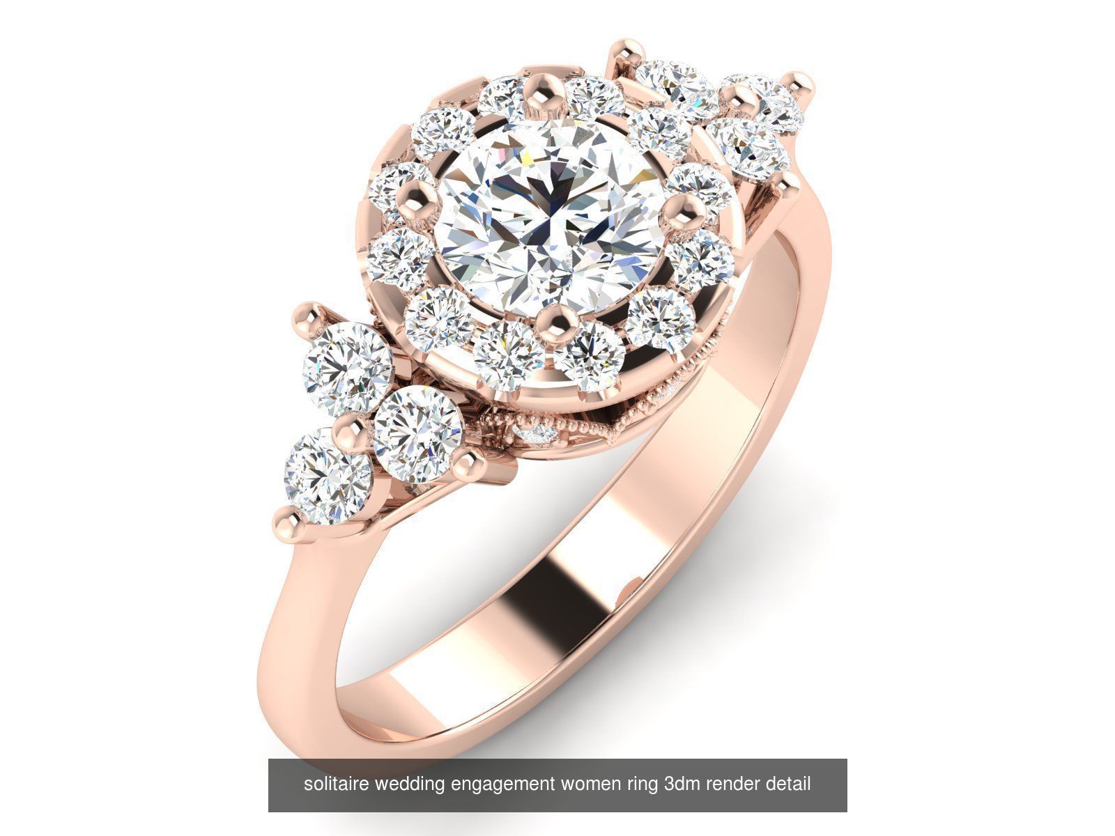 1000 solitaire wedding engagement women ring 3dm stl render 3D Model Collection_91