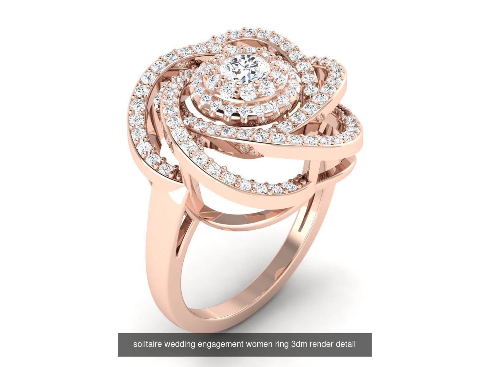 1000 solitaire wedding engagement women ring 3dm stl render 3D Model Collection_83