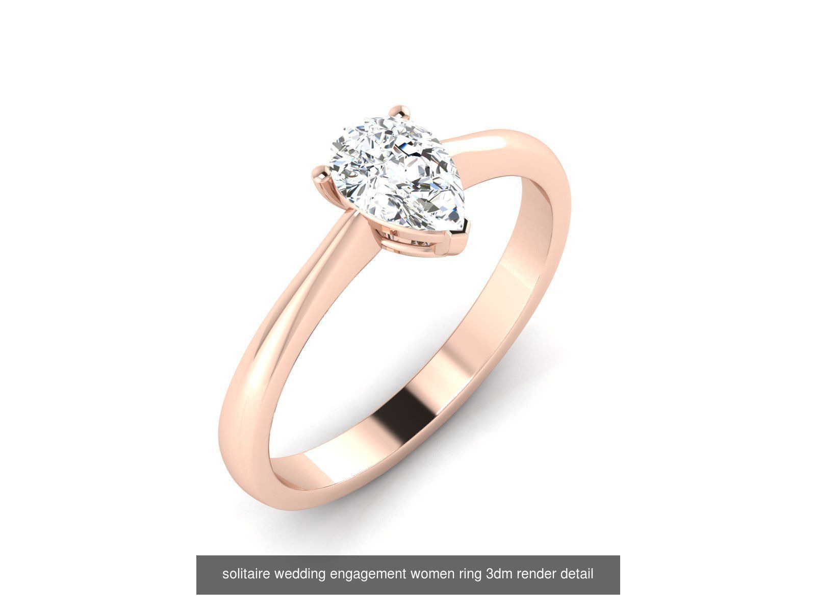 1000 solitaire wedding engagement women ring 3dm stl render 3D Model Collection_61