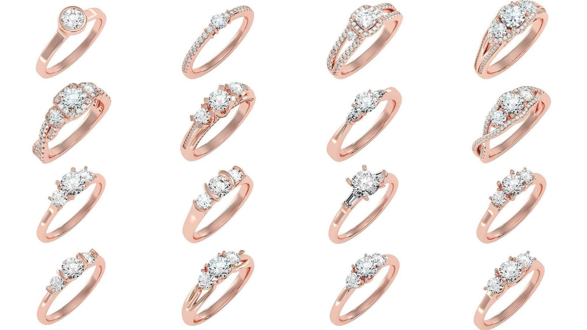 1000 solitaire wedding engagement women ring 3dm stl render 3D Model Collection_7