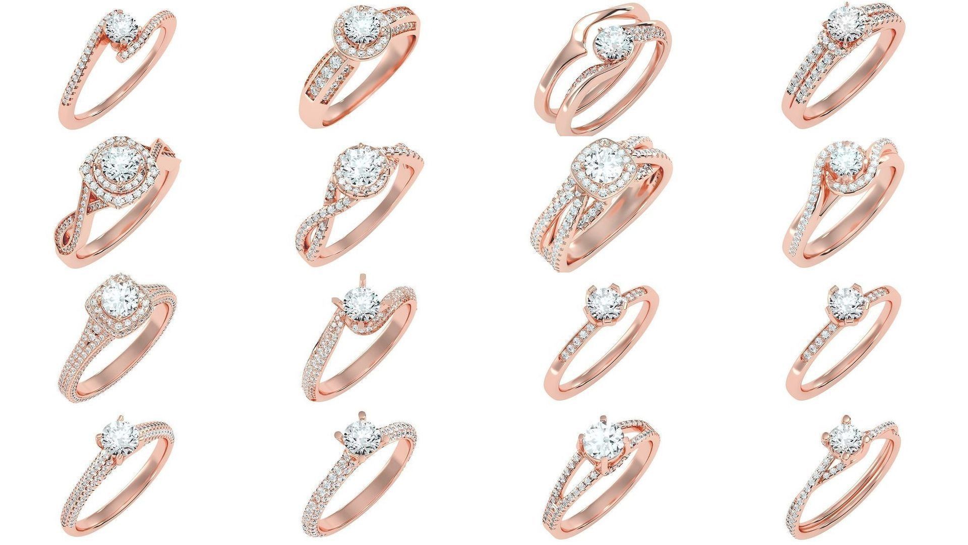 1000 solitaire wedding engagement women ring 3dm stl render 3D Model Collection_29