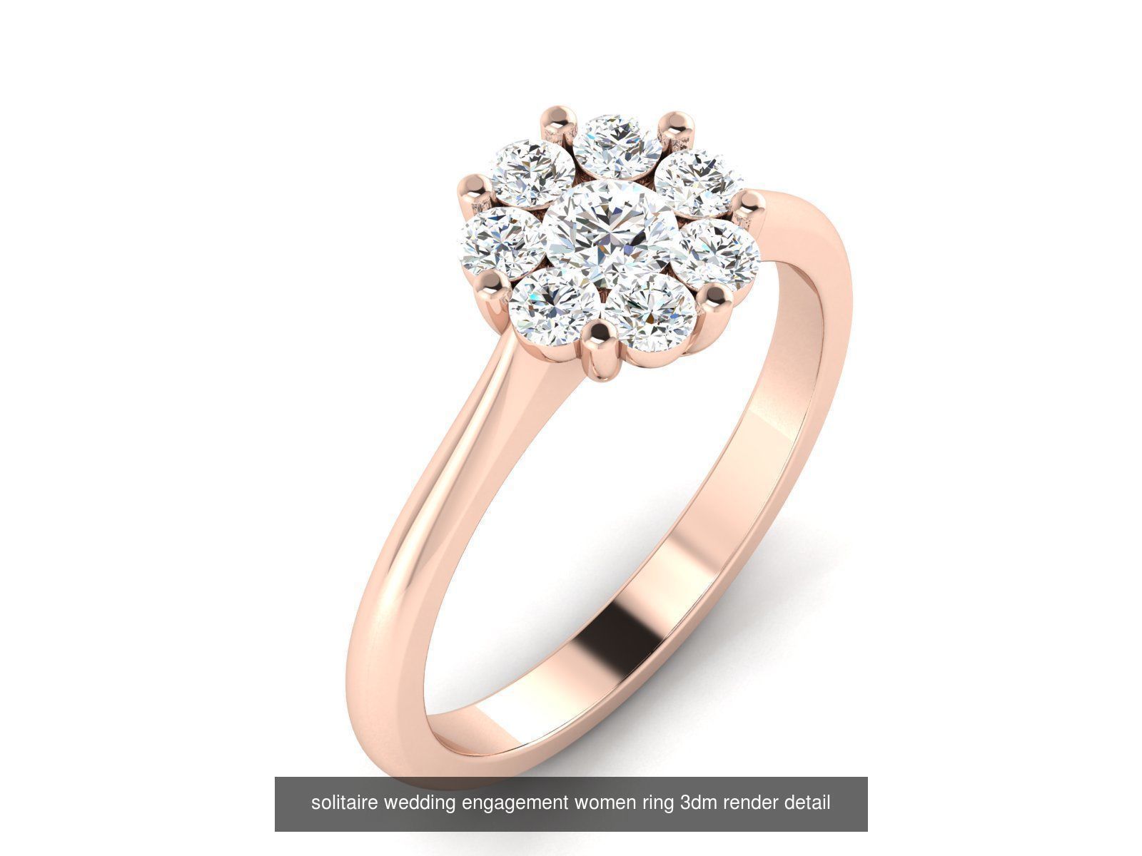 1000 solitaire wedding engagement women ring 3dm stl render 3D Model Collection_57
