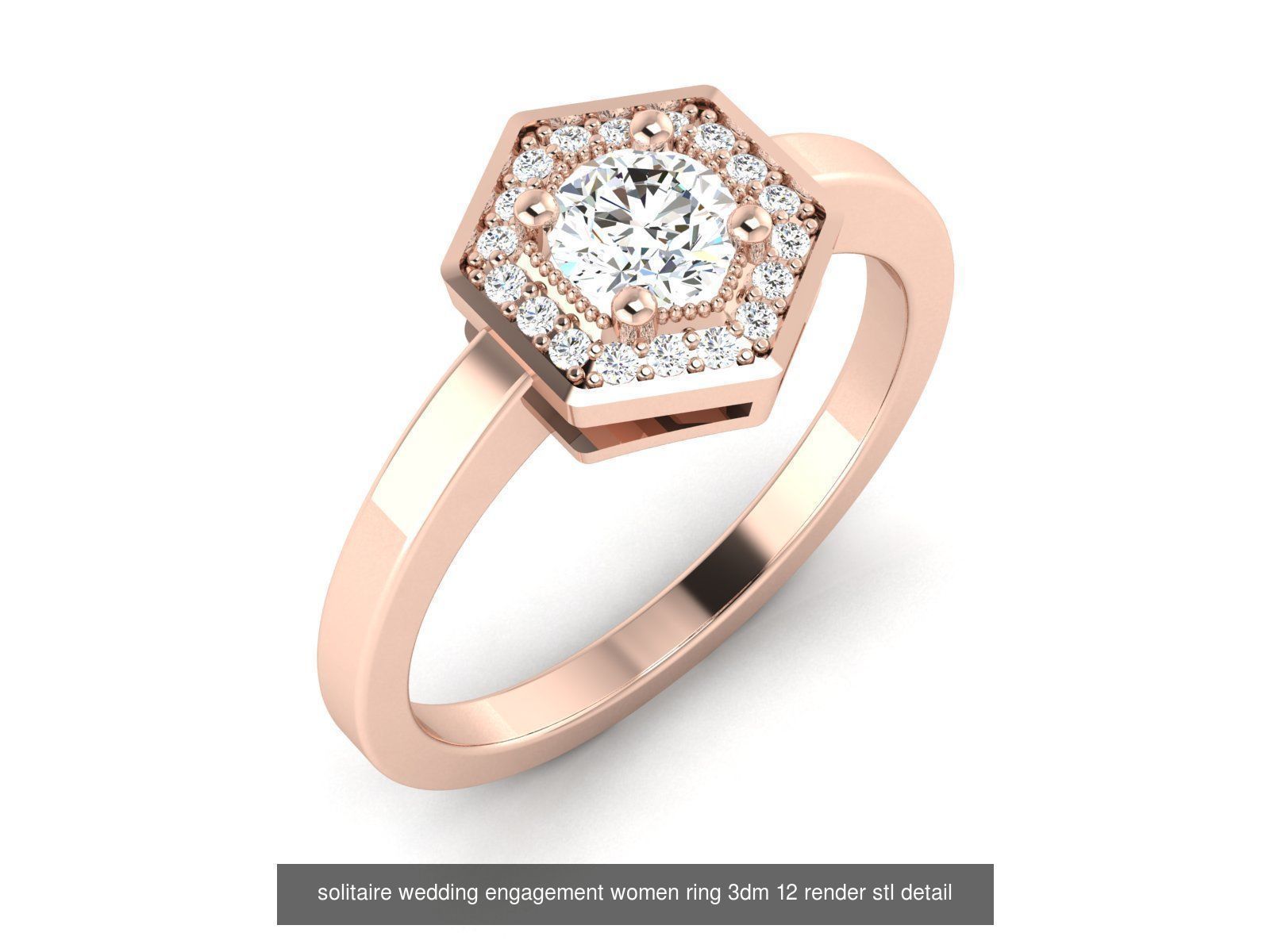 1000 solitaire wedding engagement women ring 3dm stl render 3D Model Collection_100