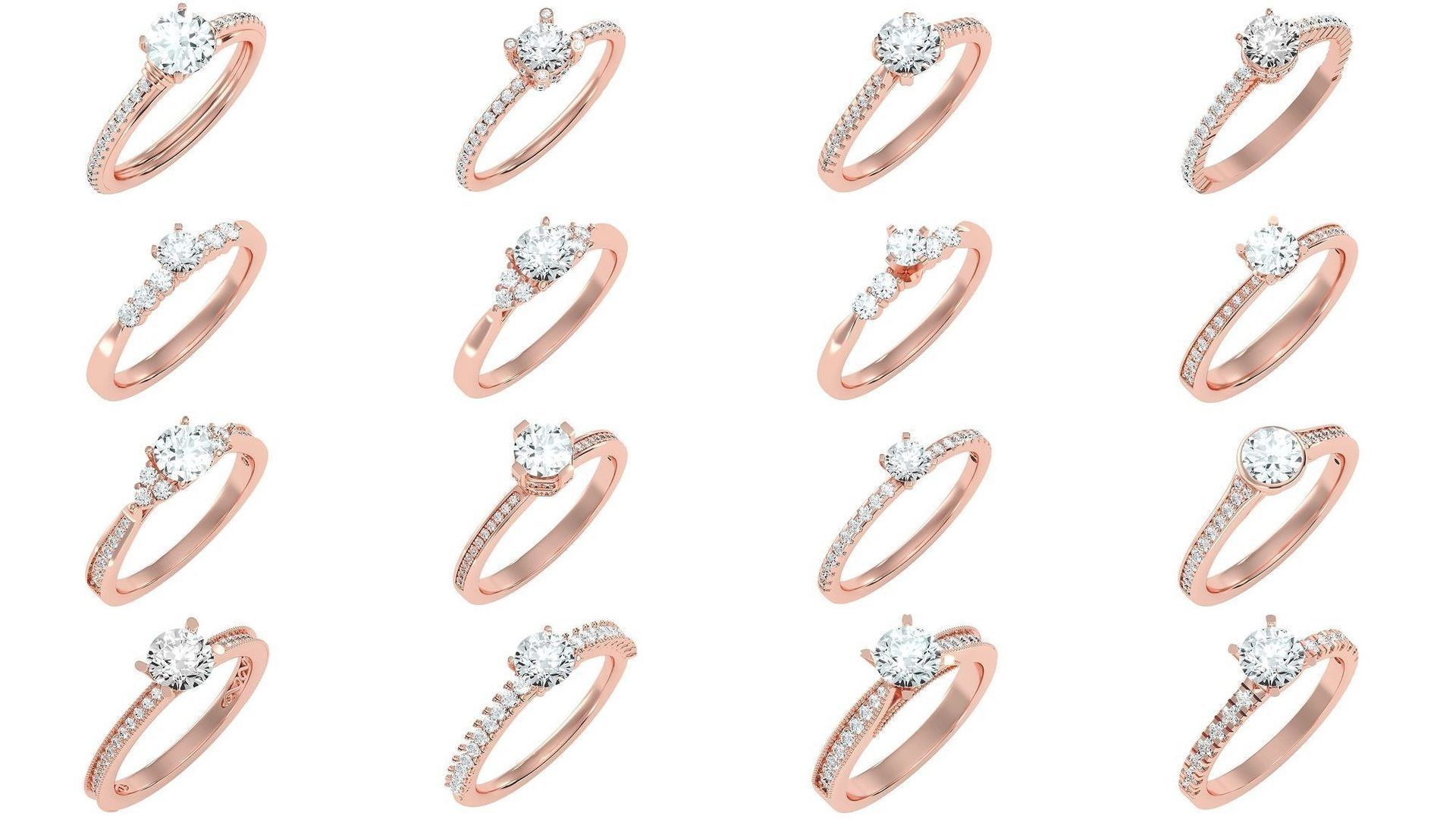 1000 solitaire wedding engagement women ring 3dm stl render 3D Model Collection_2