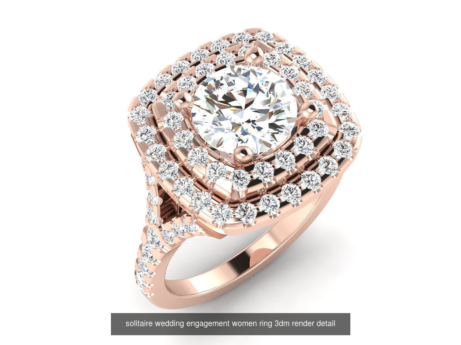 1000 solitaire wedding engagement women ring 3dm stl render 3D Model Collection_12