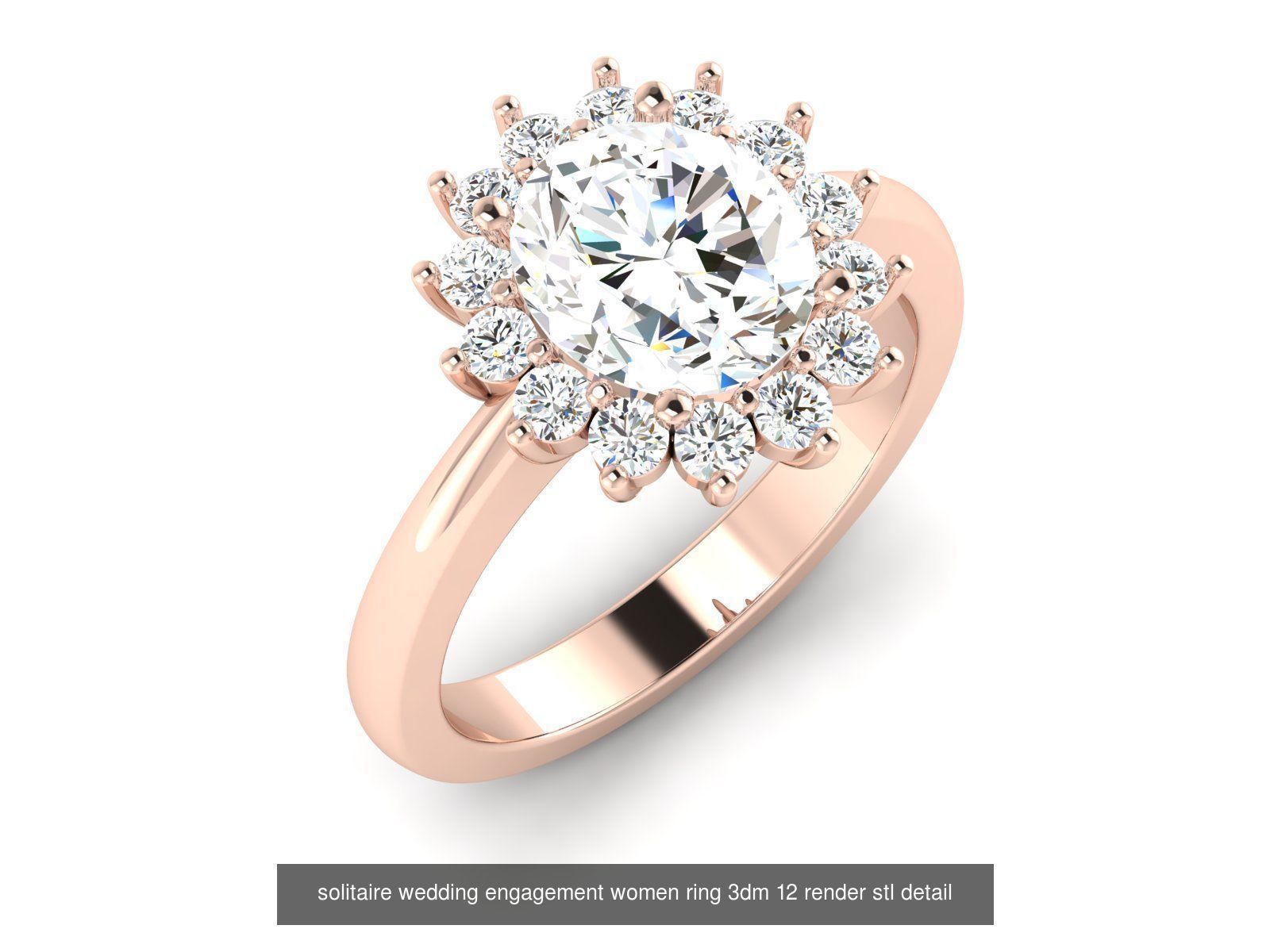 1000 solitaire wedding engagement women ring 3dm stl render 3D Model Collection_99