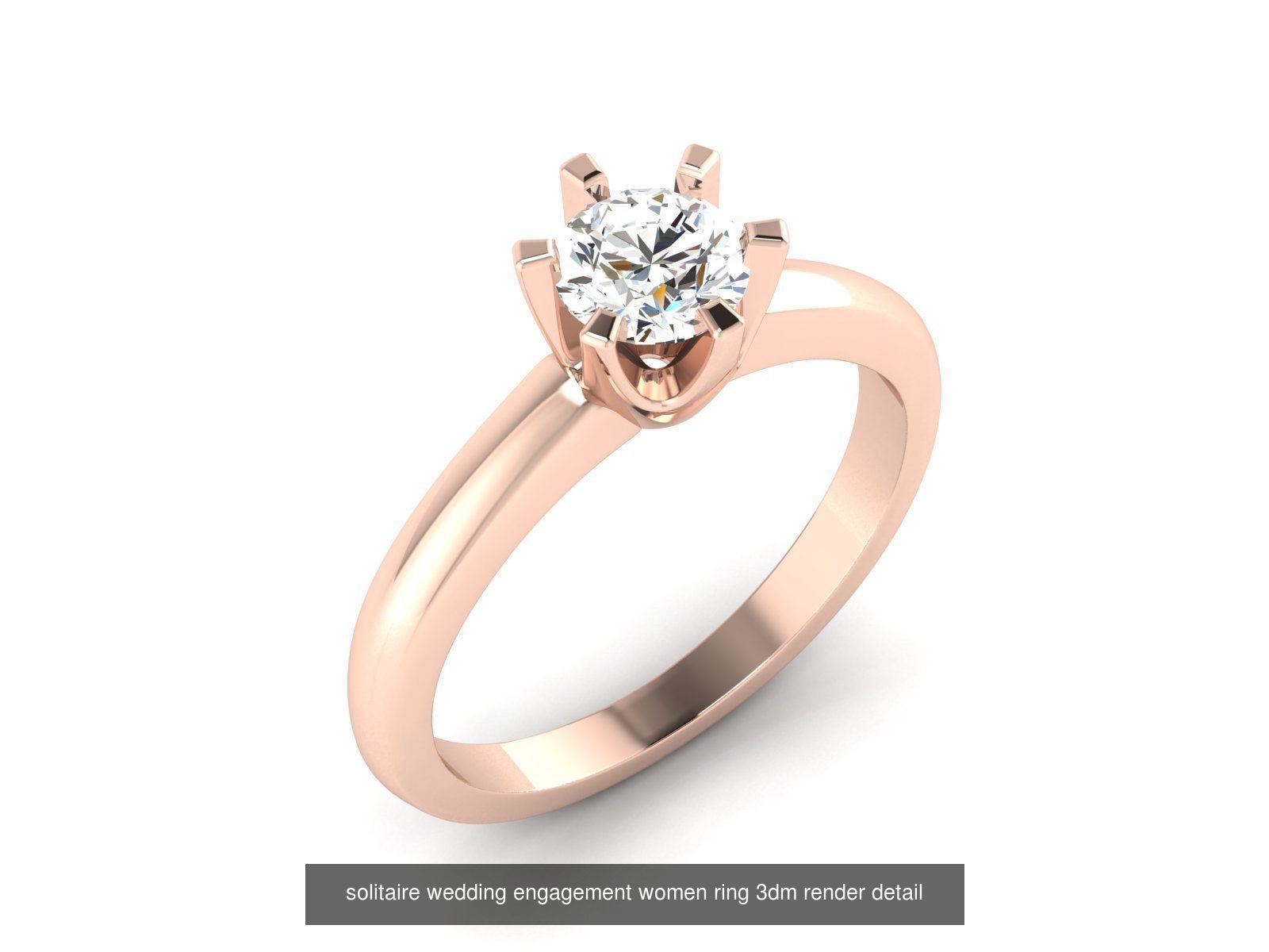 1000 solitaire wedding engagement women ring 3dm stl render 3D Model Collection_63
