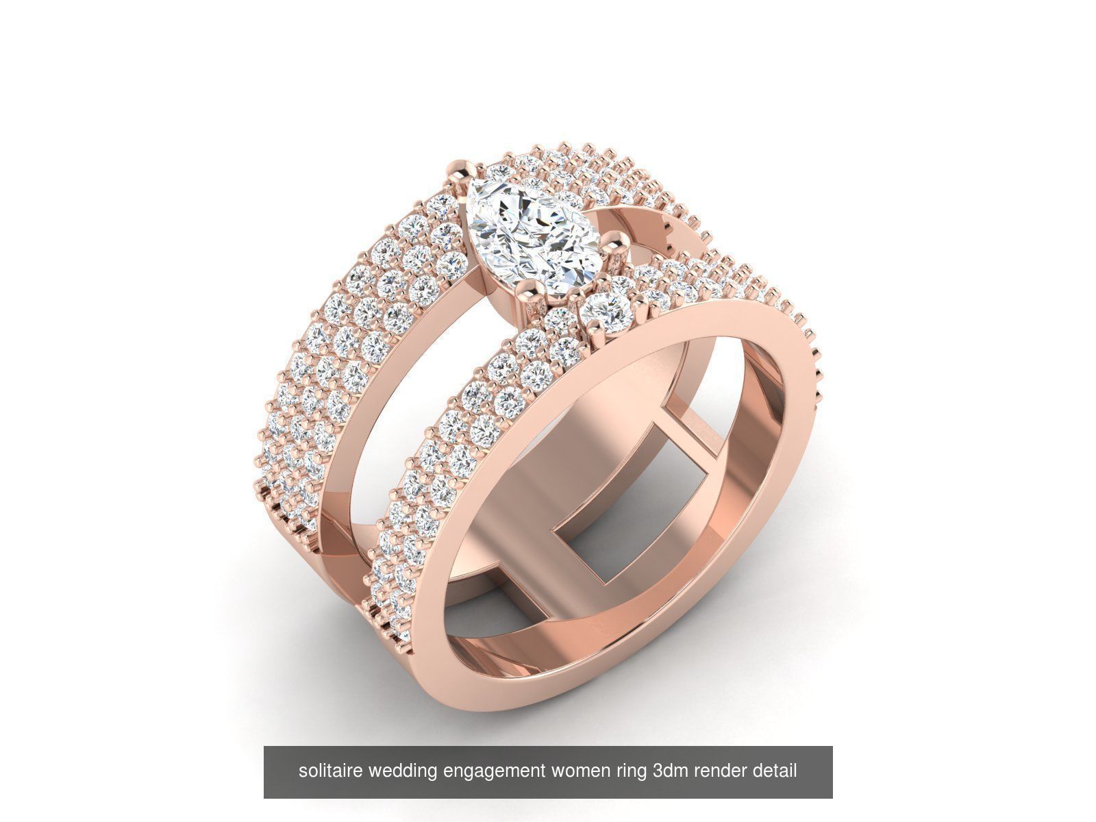 1000 solitaire wedding engagement women ring 3dm stl render 3D Model Collection_58