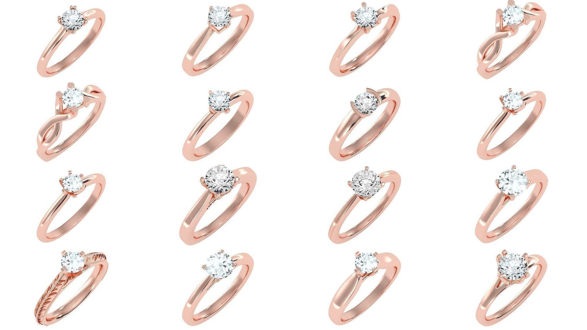 1000 solitaire wedding engagement women ring 3dm stl render 3D Model Collection_26