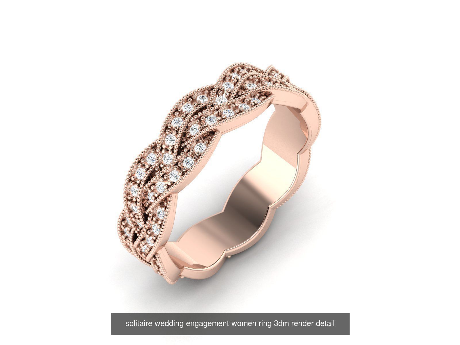 1000 solitaire wedding engagement women ring 3dm stl render 3D Model Collection_89