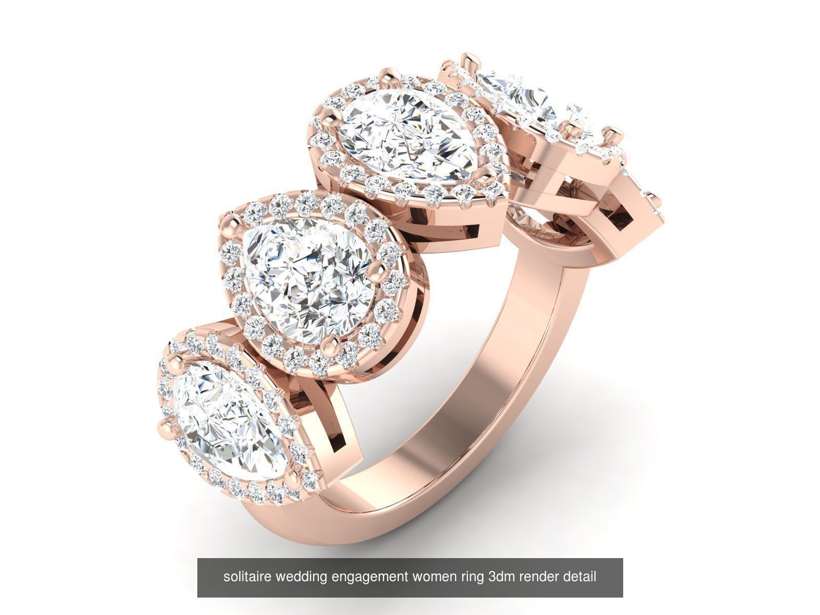 1000 solitaire wedding engagement women ring 3dm stl render 3D Model Collection_87