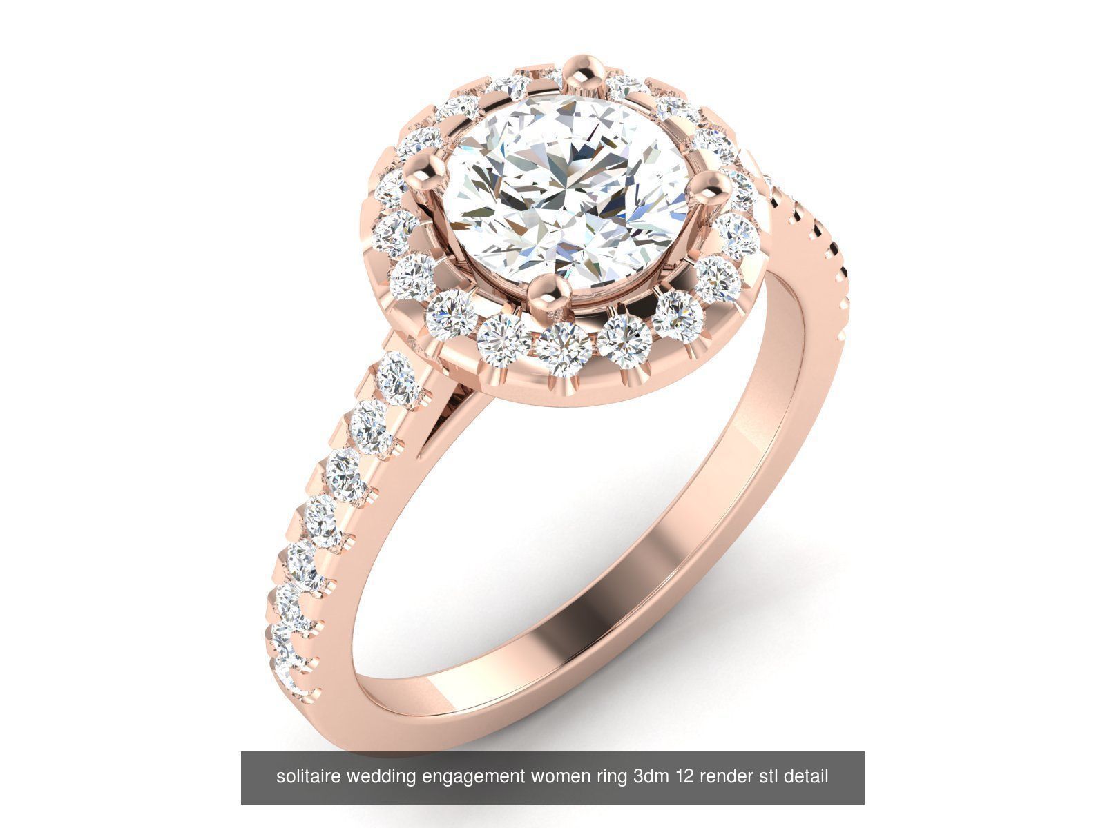 1000 solitaire wedding engagement women ring 3dm stl render 3D Model Collection_101