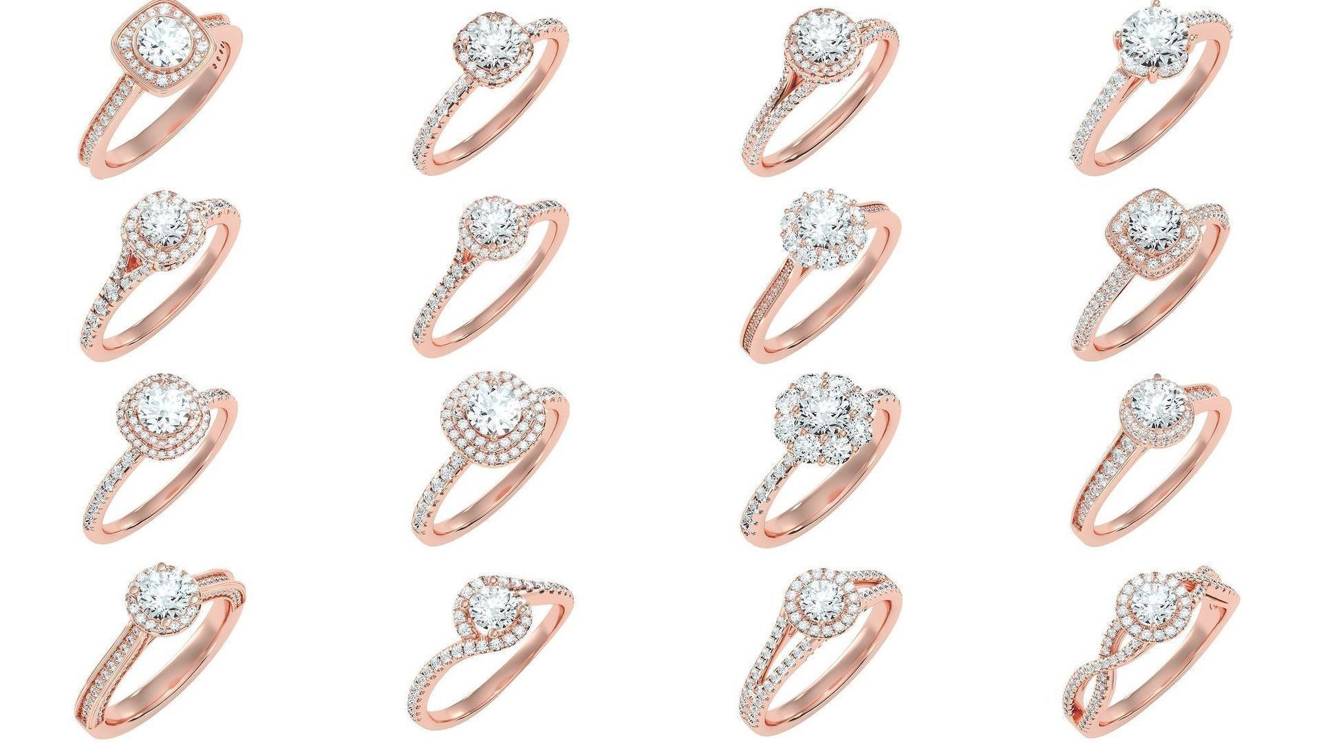 1000 solitaire wedding engagement women ring 3dm stl render 3D Model Collection_15