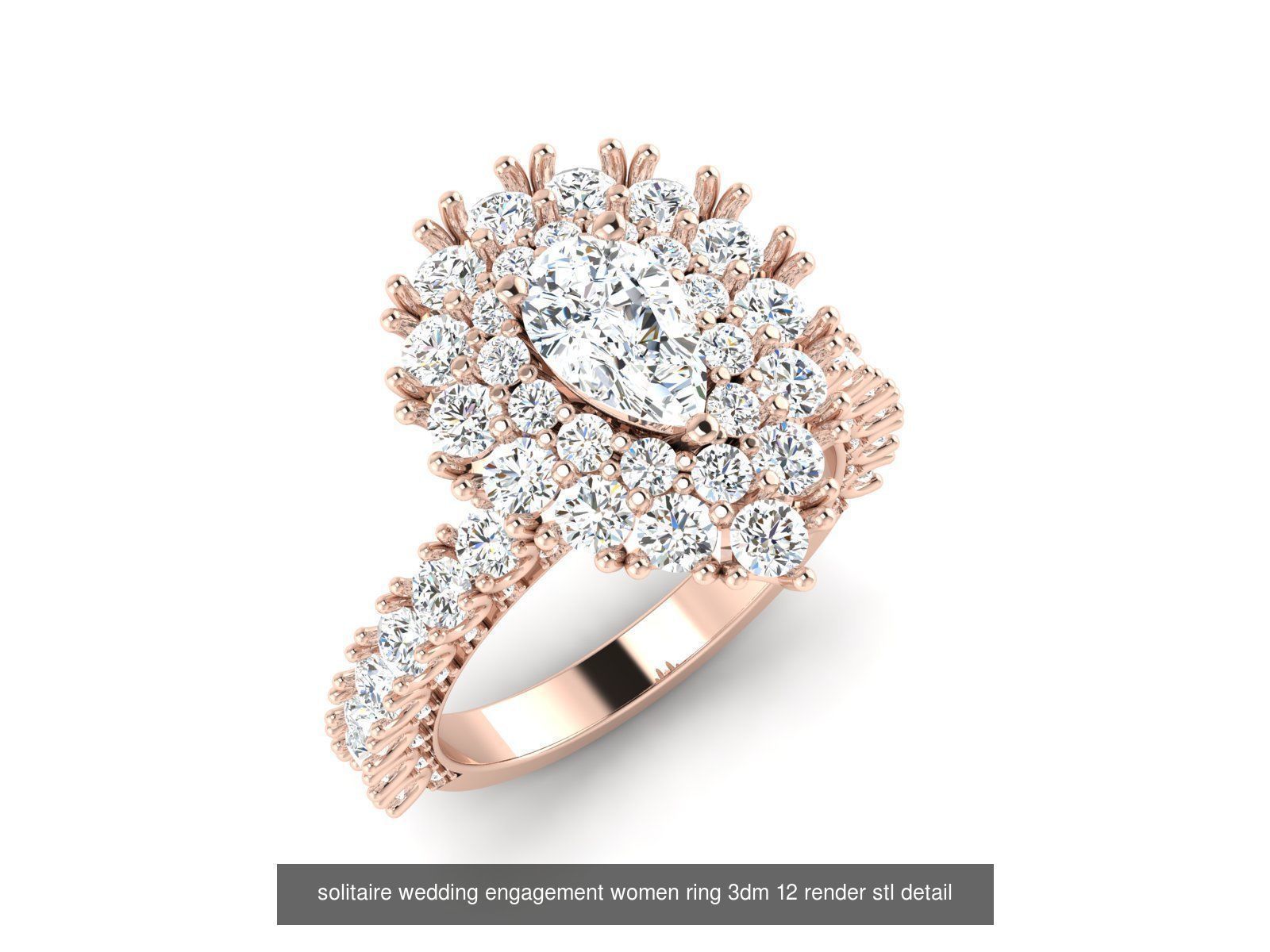 1000 solitaire wedding engagement women ring 3dm stl render 3D Model Collection_107