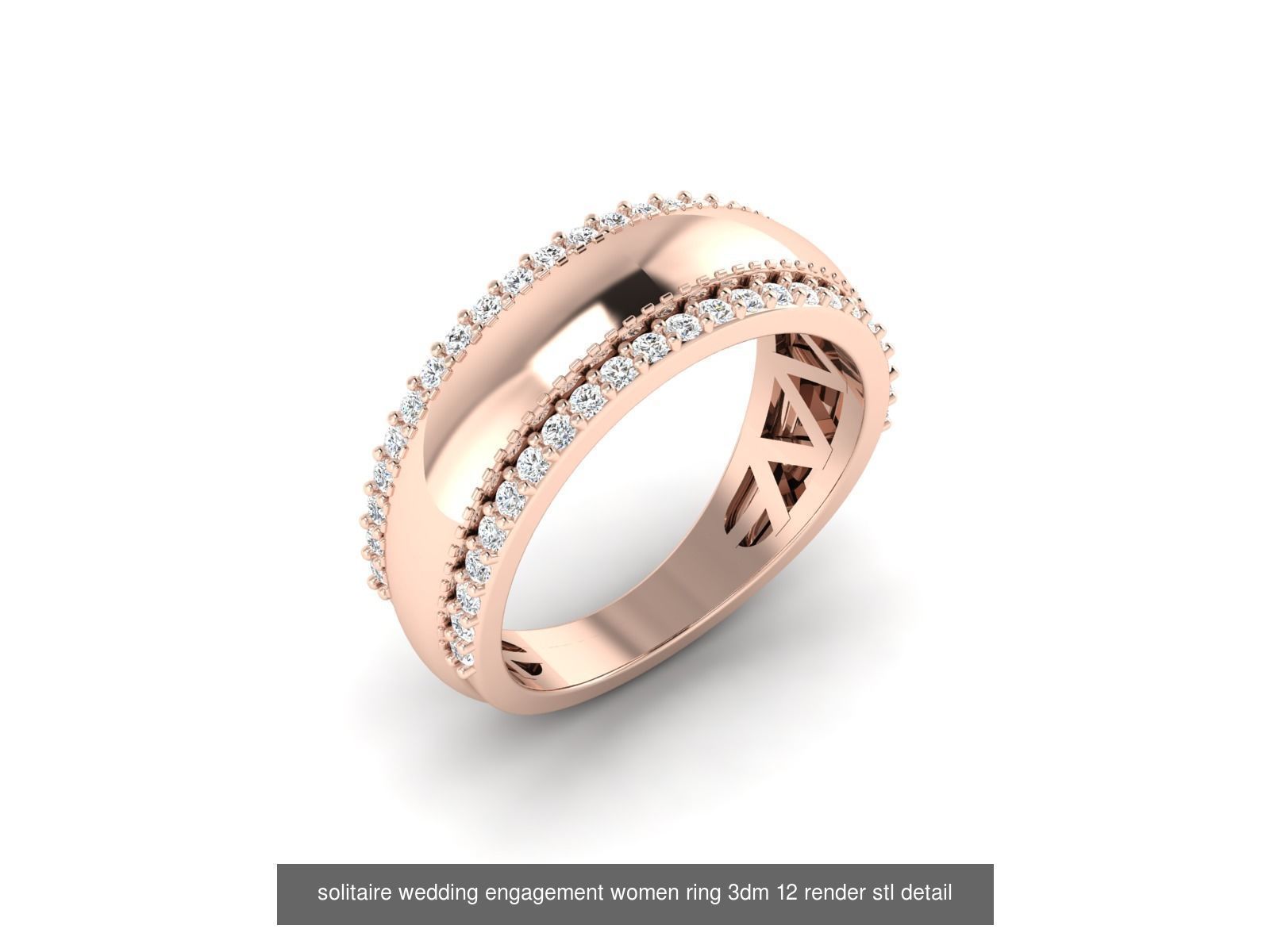 1000 solitaire wedding engagement women ring 3dm stl render 3D Model Collection_104
