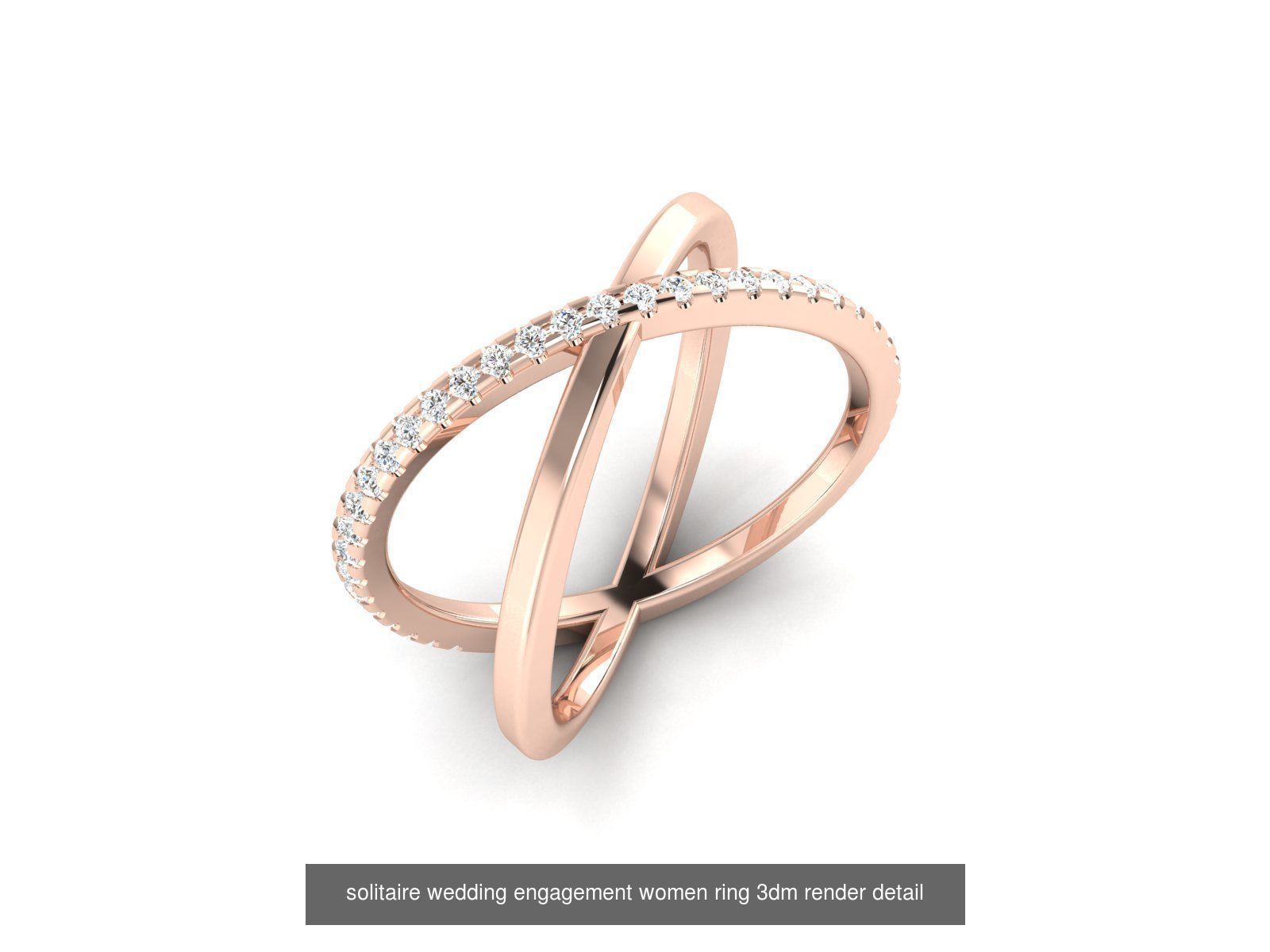 1000 solitaire wedding engagement women ring 3dm stl render 3D Model Collection_95