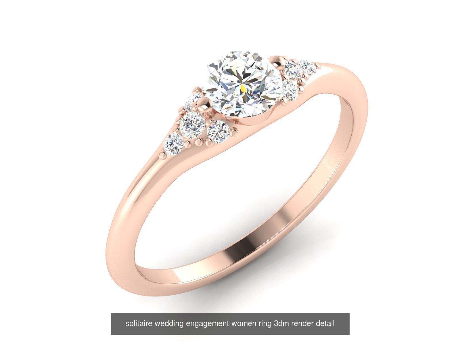 1000 solitaire wedding engagement women ring 3dm stl render 3D Model Collection_55