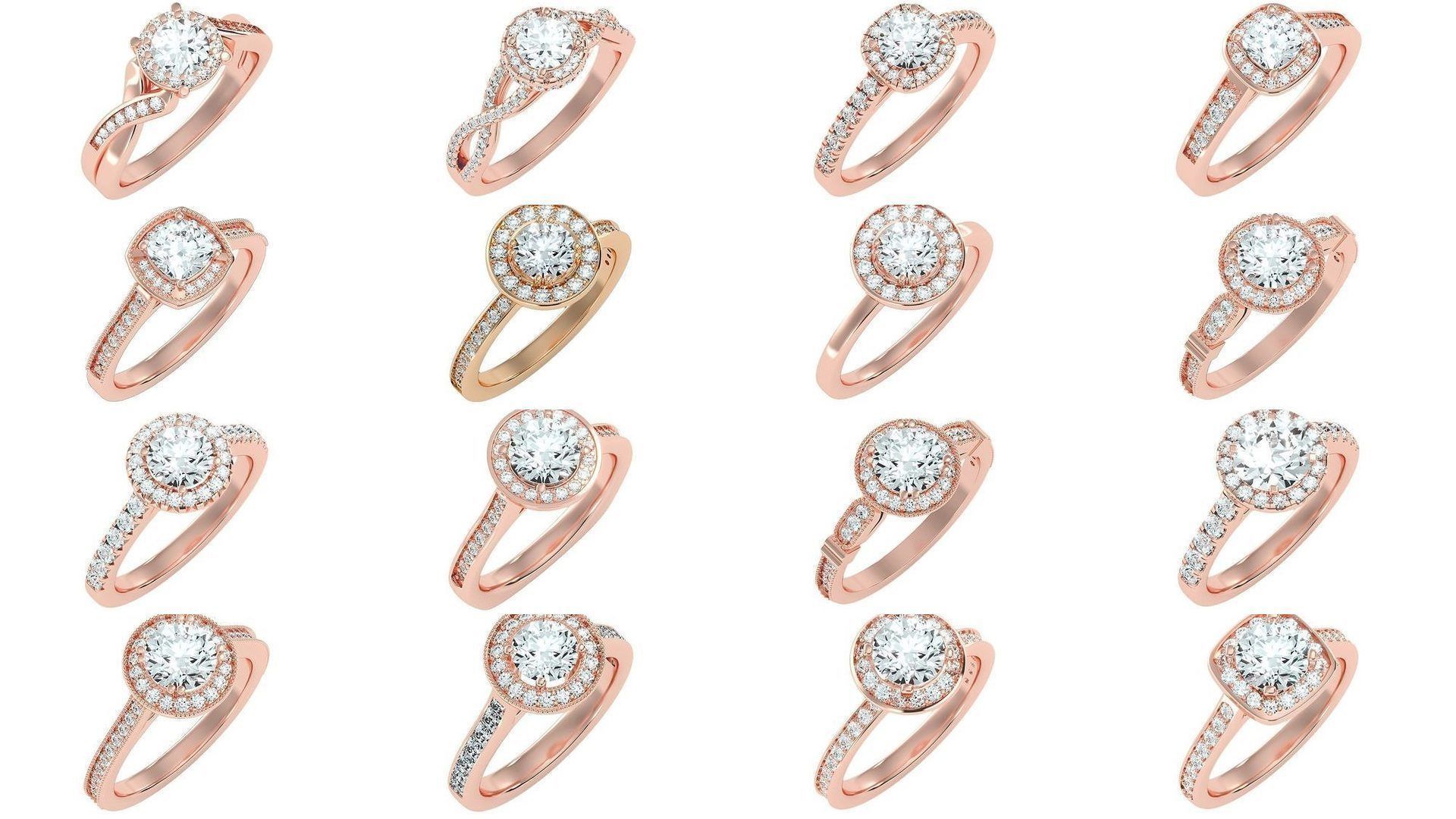 1000 solitaire wedding engagement women ring 3dm stl render 3D Model Collection_22