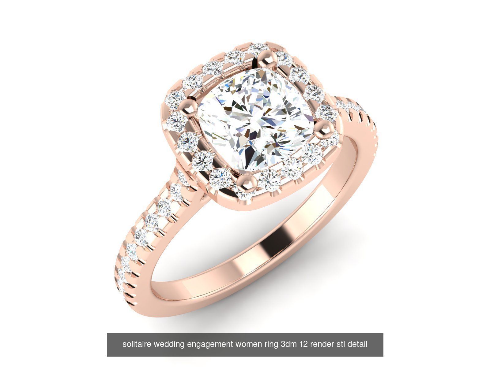 1000 solitaire wedding engagement women ring 3dm stl render 3D Model Collection_105