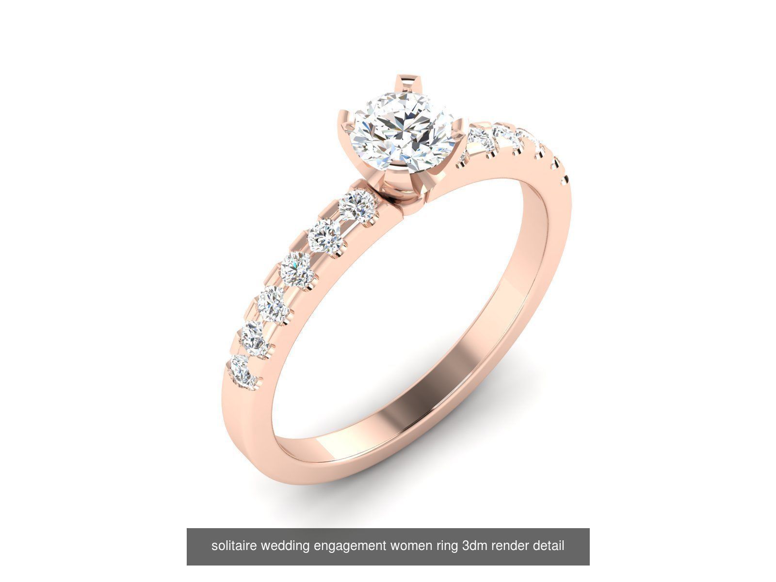 1000 solitaire wedding engagement women ring 3dm stl render 3D Model Collection_40