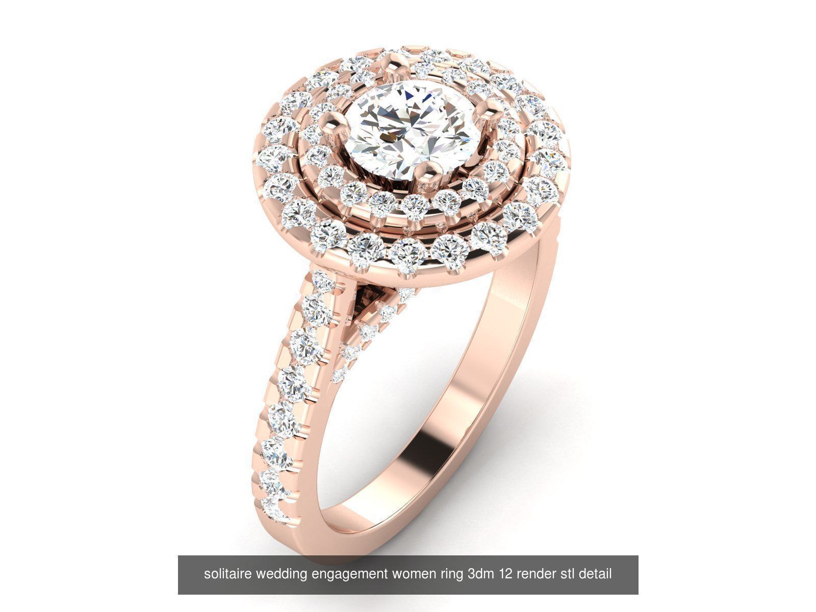 1000 solitaire wedding engagement women ring 3dm stl render 3D Model Collection_108