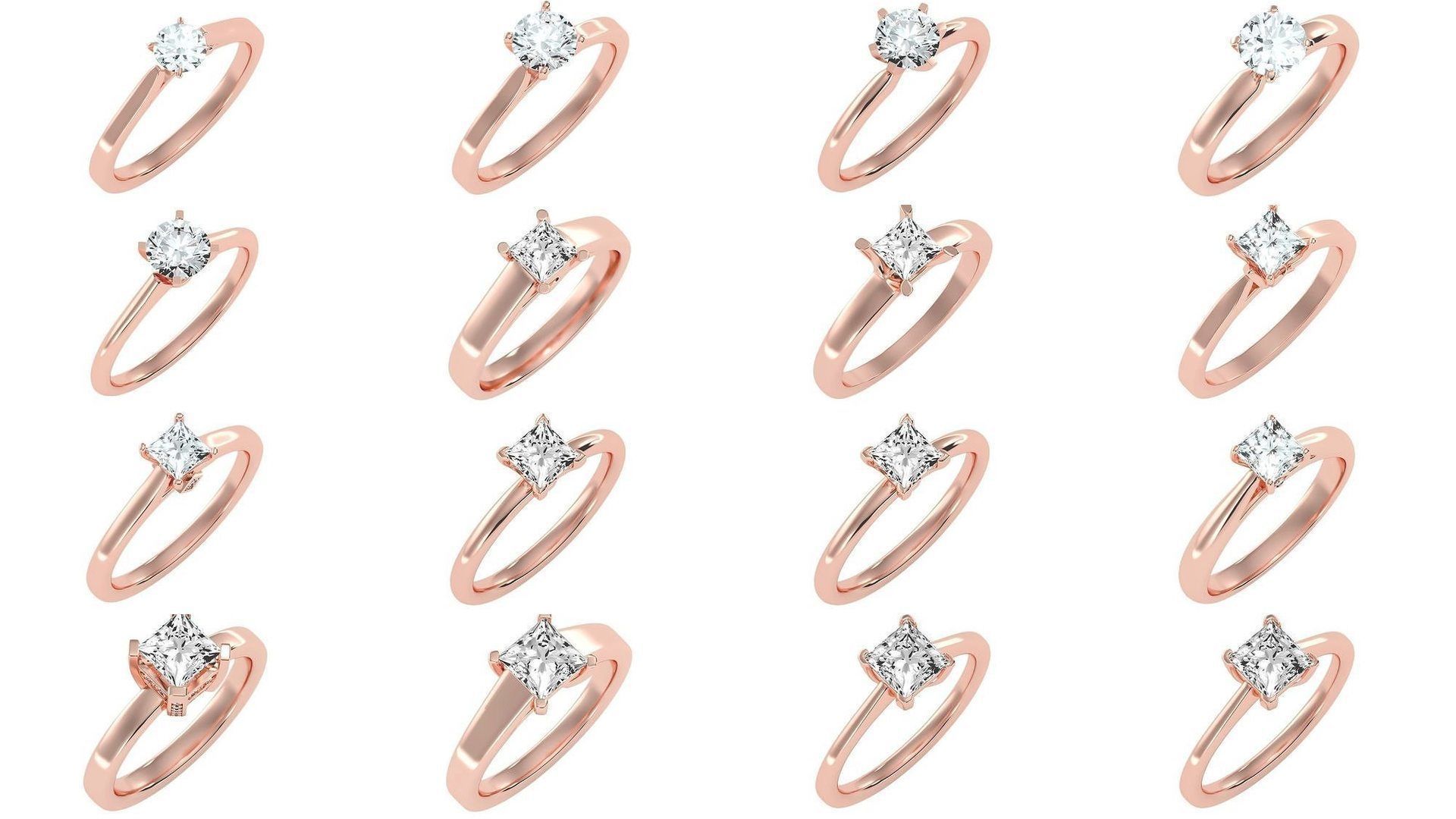 1000 solitaire wedding engagement women ring 3dm stl render 3D Model Collection_27