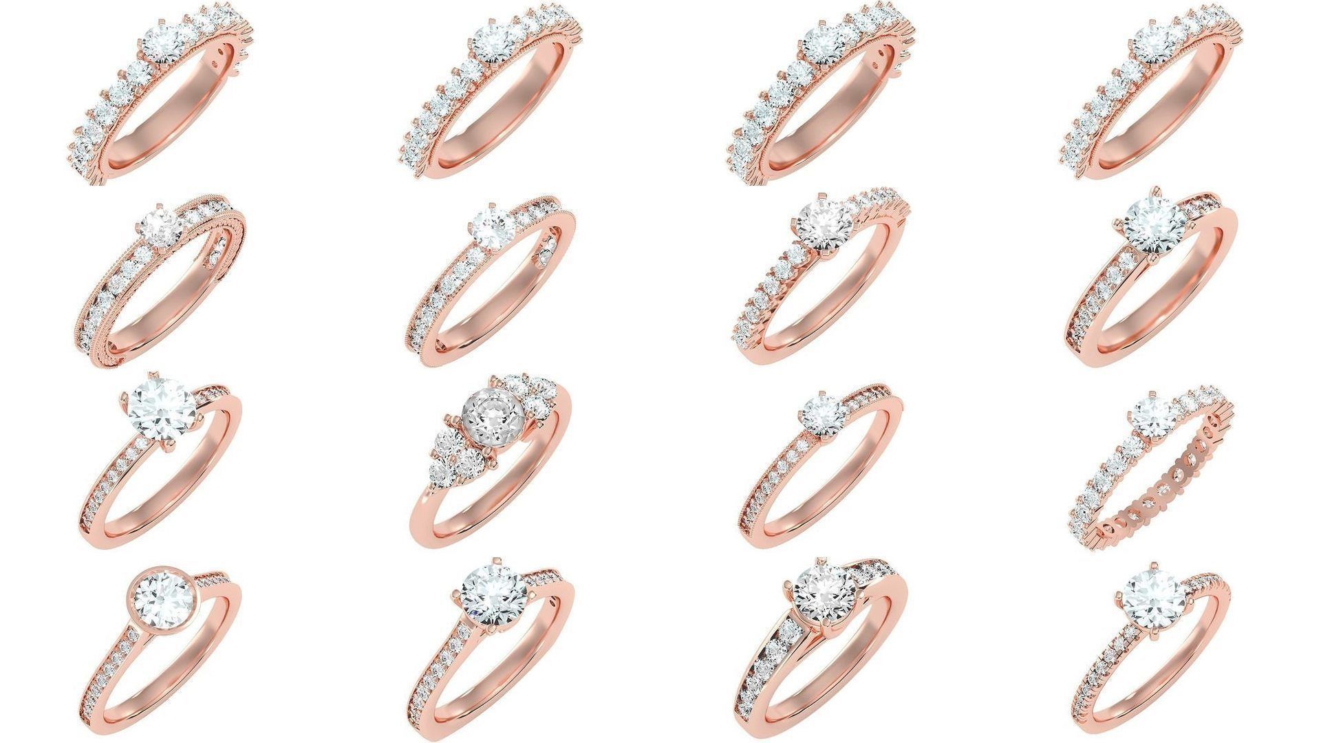 1000 solitaire wedding engagement women ring 3dm stl render 3D Model Collection_4