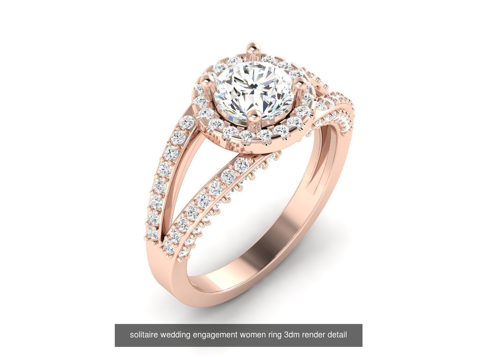 1000 solitaire wedding engagement women ring 3dm stl render 3D Model Collection_49
