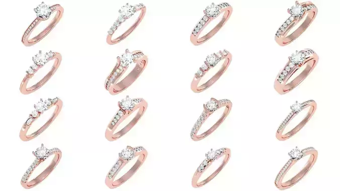 1000 solitaire wedding engagement women ring 3dm stl render 3D Model Collection