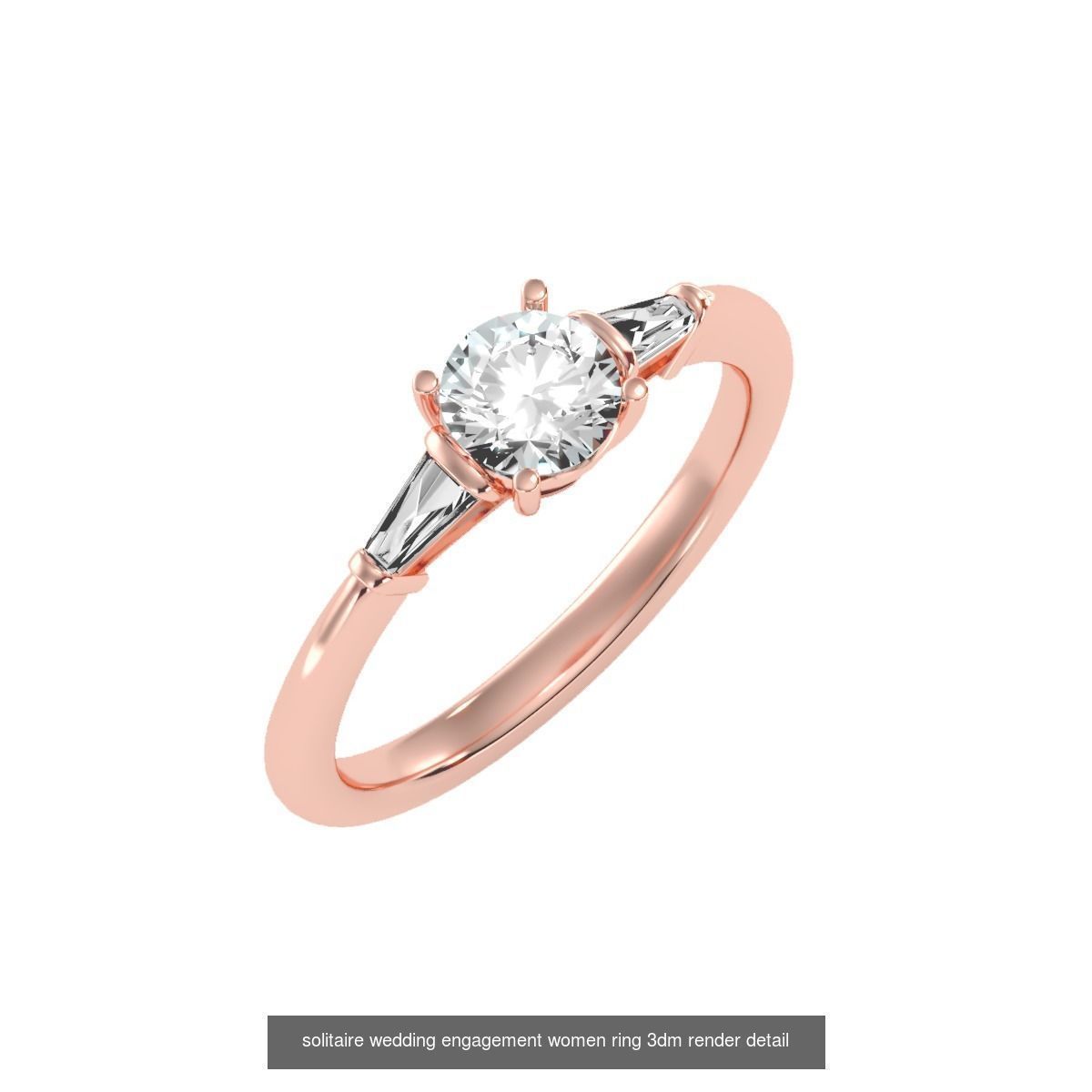 1000 solitaire wedding engagement women ring 3dm stl render 3D Model Collection_112
