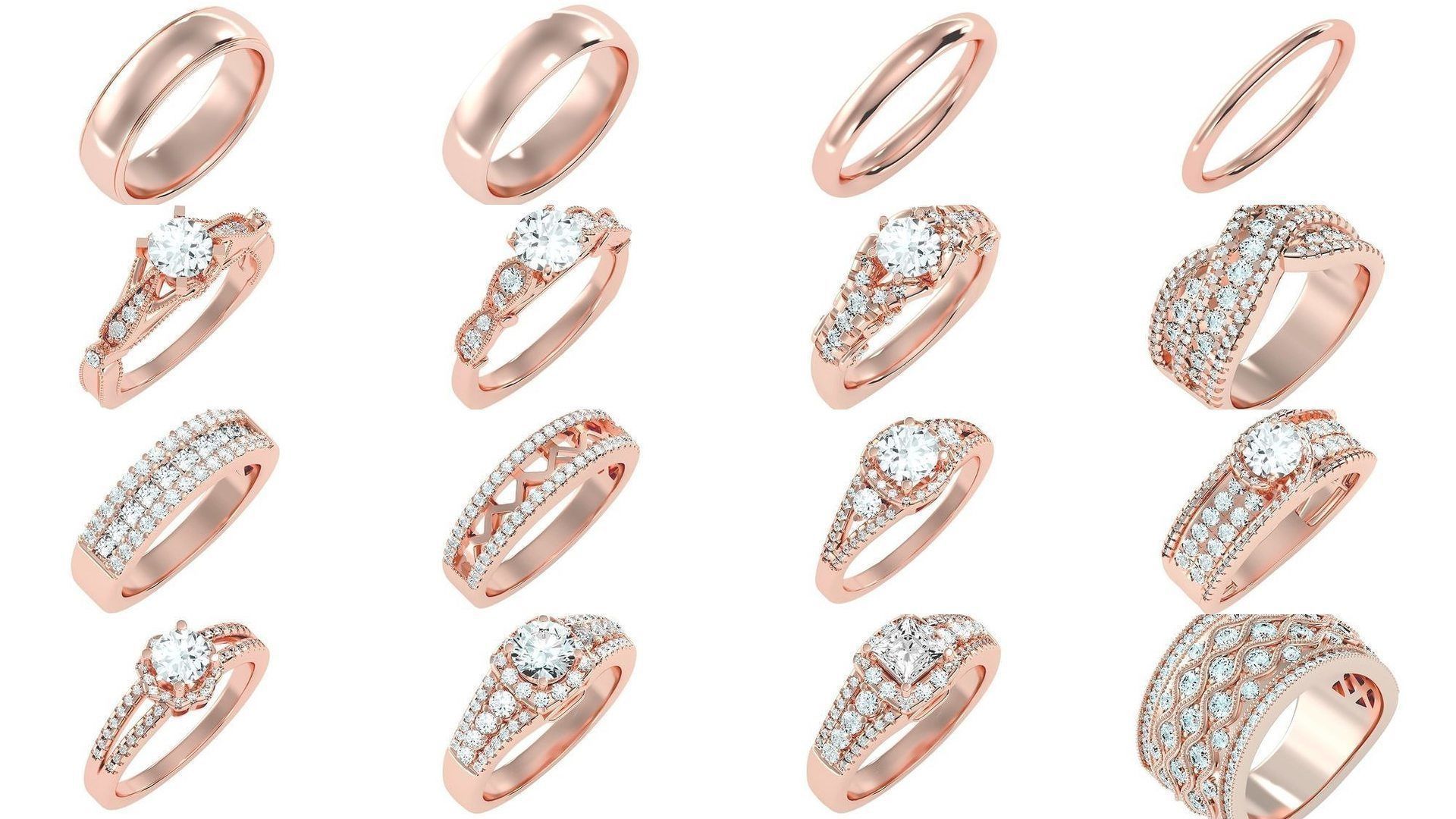 1000 solitaire wedding engagement women ring 3dm stl render 3D Model Collection_41