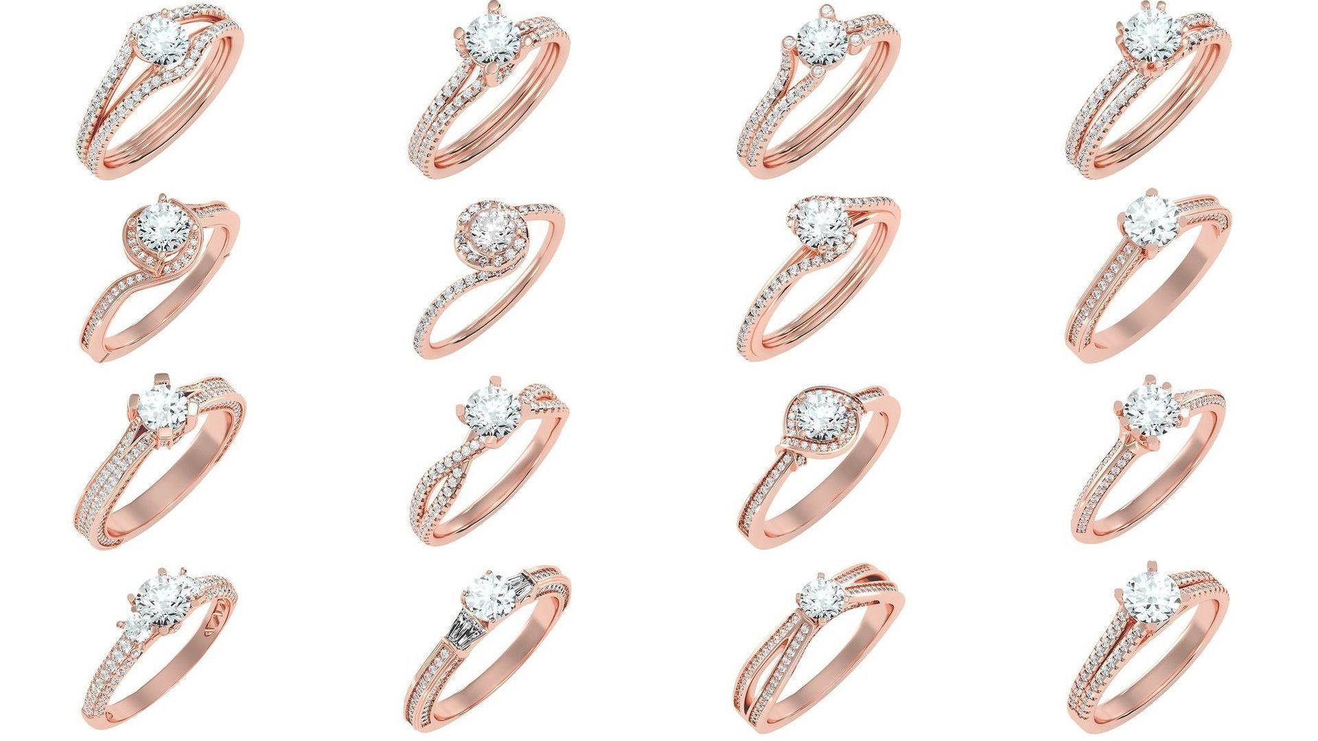 1000 solitaire wedding engagement women ring 3dm stl render 3D Model Collection_31