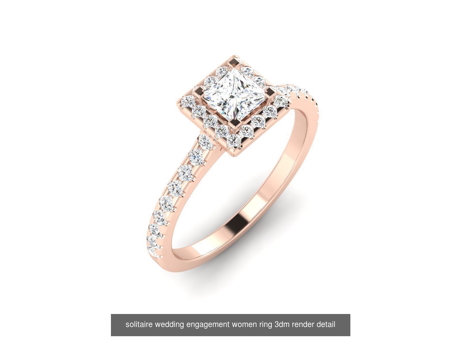 1000 solitaire wedding engagement women ring 3dm stl render 3D Model Collection_81
