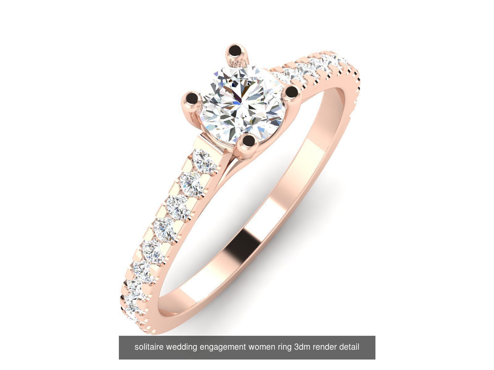 1000 solitaire wedding engagement women ring 3dm stl render 3D Model Collection_93