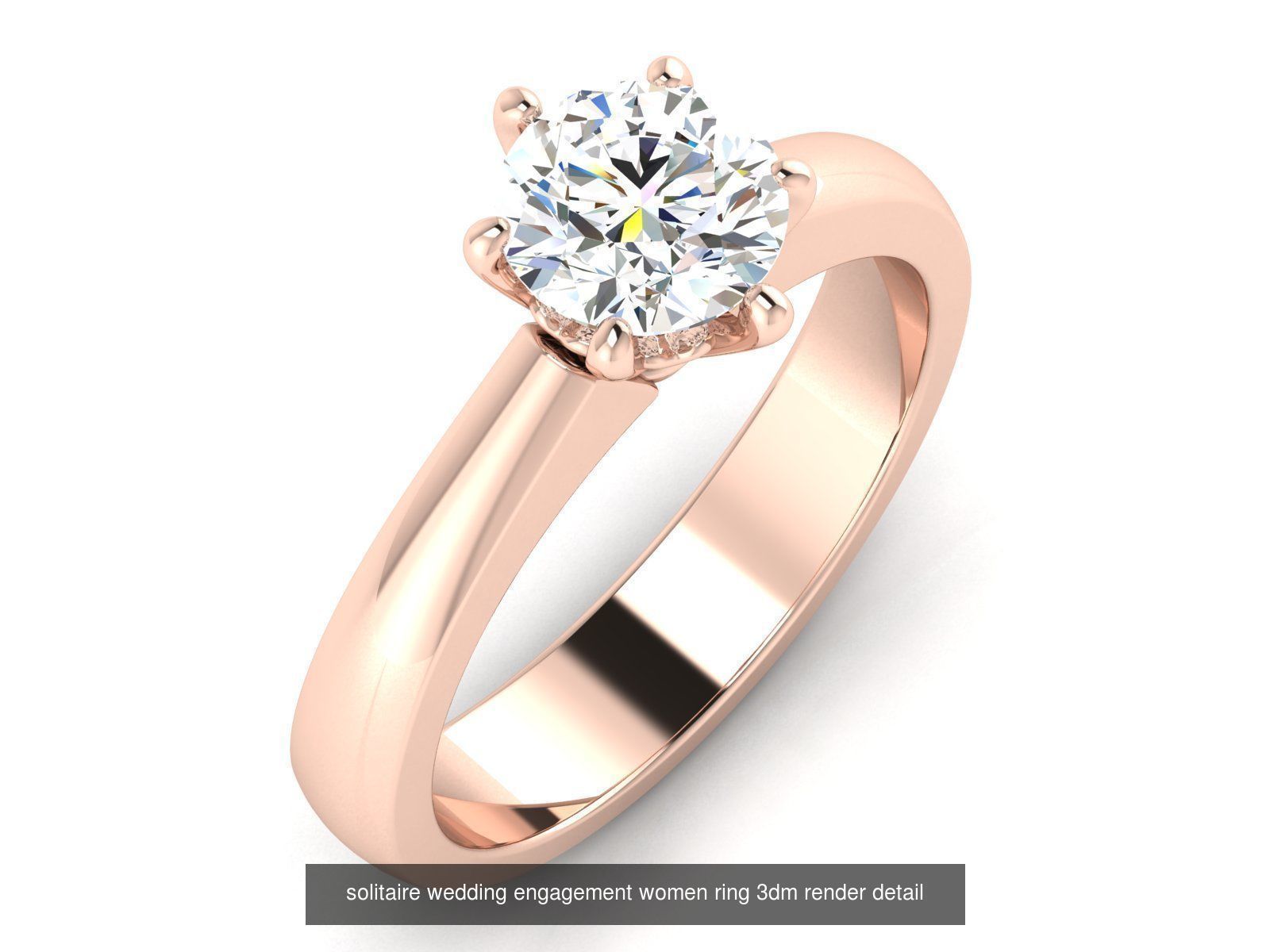 1000 solitaire wedding engagement women ring 3dm stl render 3D Model Collection_16