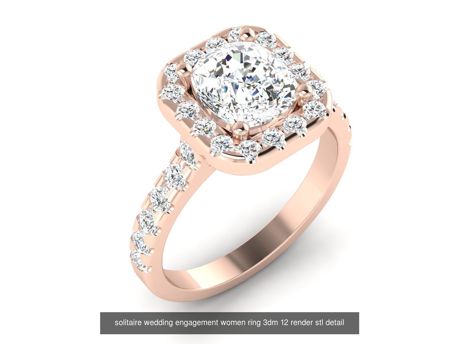 1000 solitaire wedding engagement women ring 3dm stl render 3D Model Collection_97