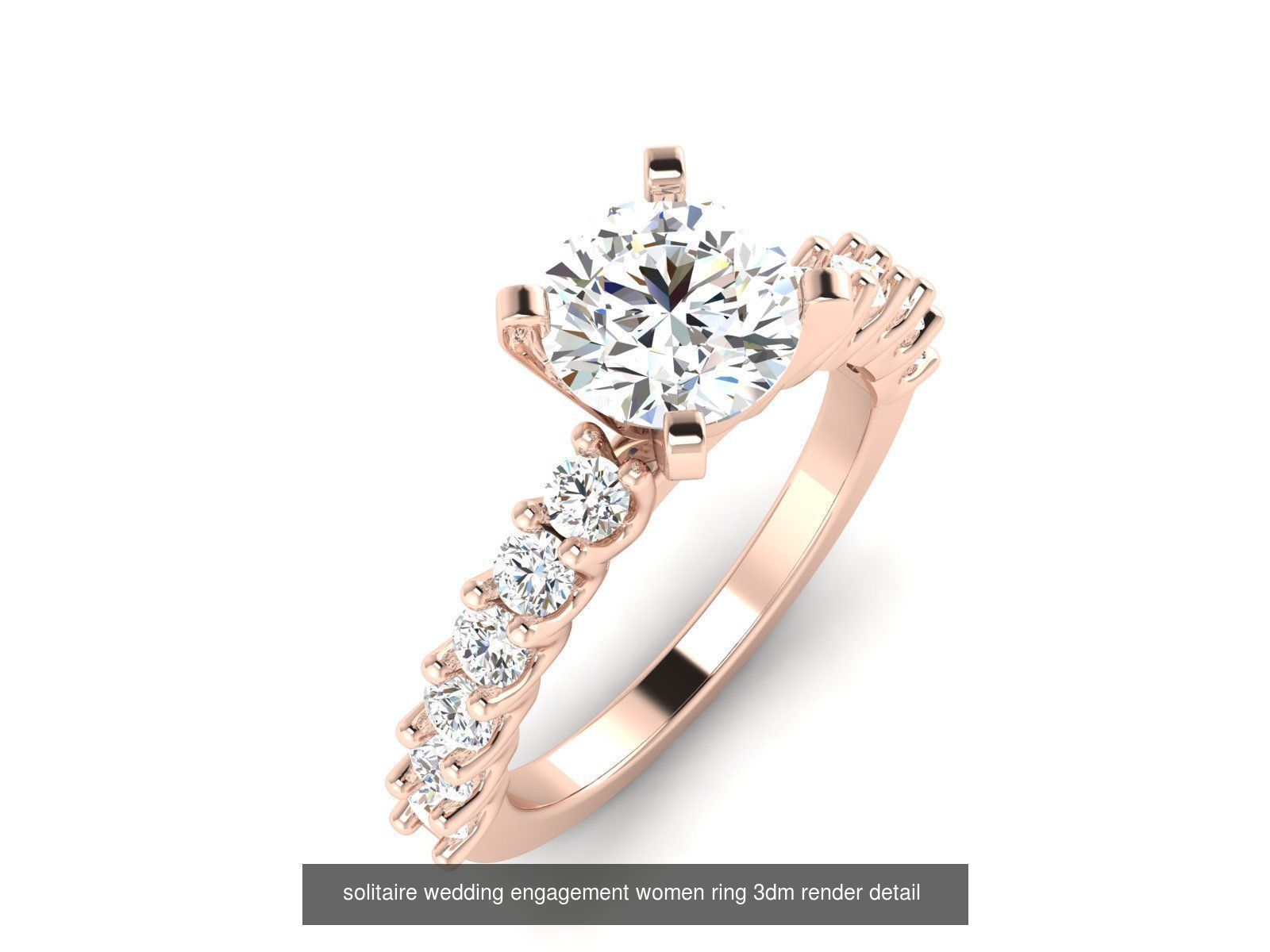 1000 solitaire wedding engagement women ring 3dm stl render 3D Model Collection_11