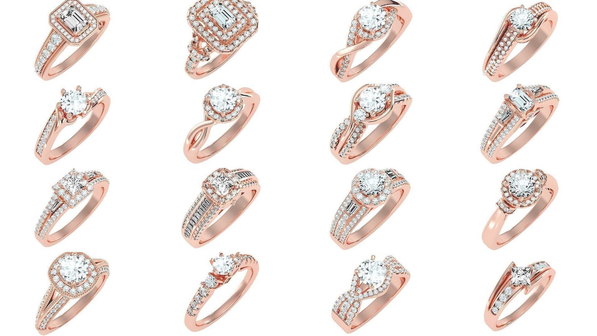 1000 solitaire wedding engagement women ring 3dm stl render 3D Model Collection_43