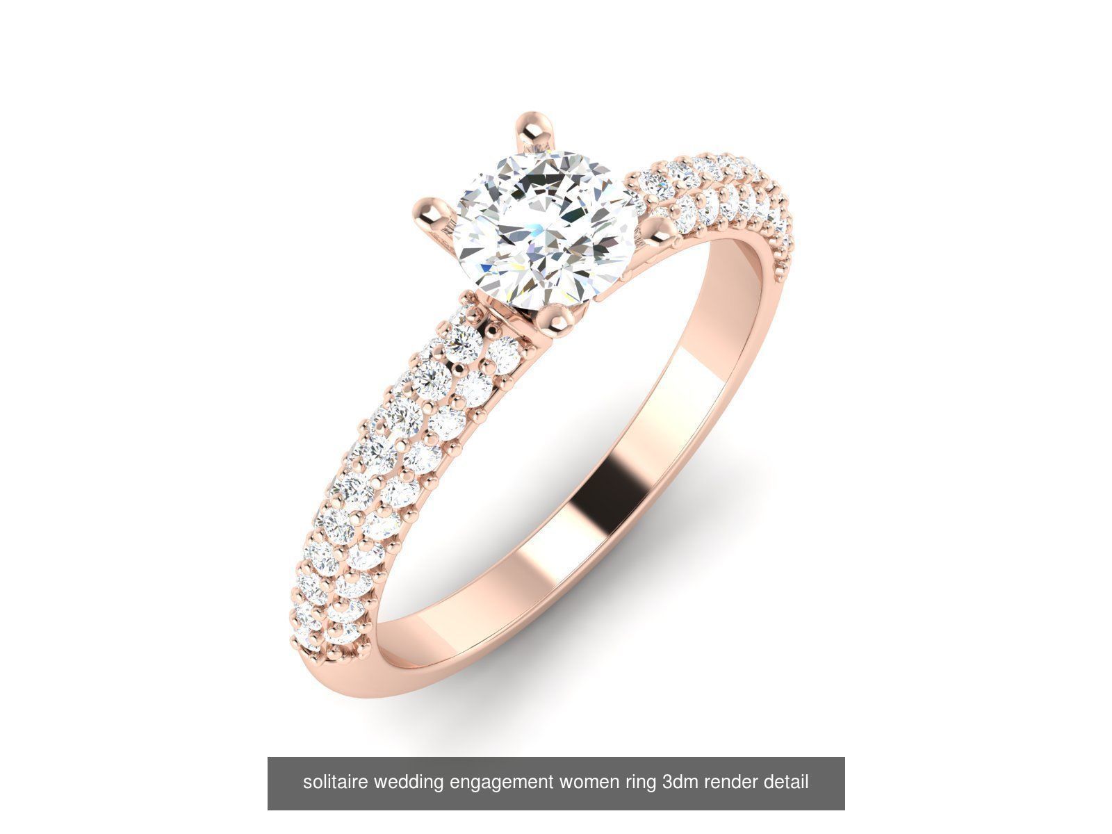 1000 solitaire wedding engagement women ring 3dm stl render 3D Model Collection_84