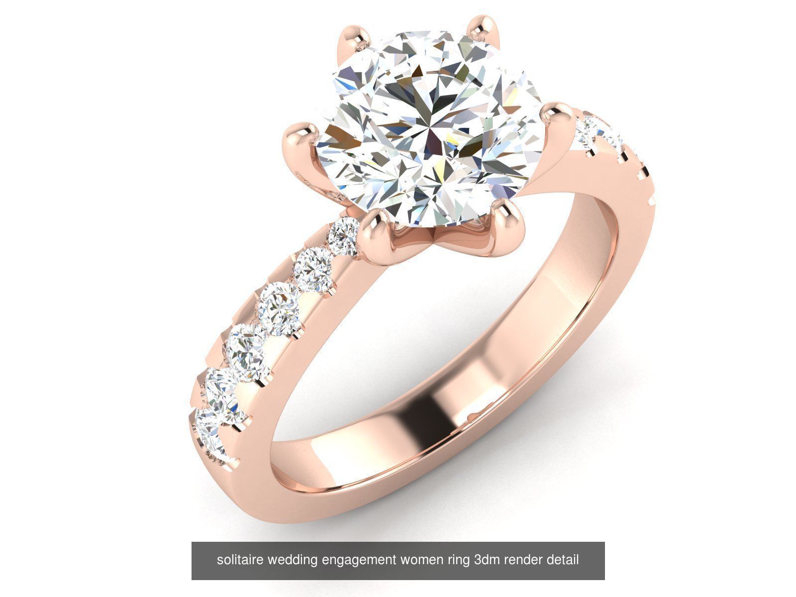1000 solitaire wedding engagement women ring 3dm stl render 3D Model Collection_74