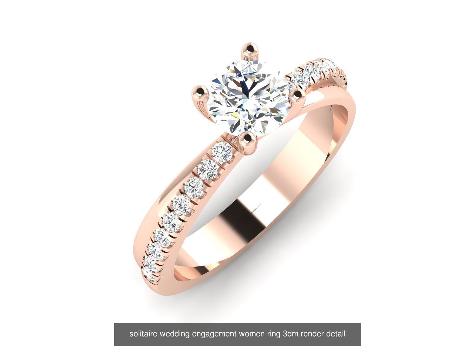 1000 solitaire wedding engagement women ring 3dm stl render 3D Model Collection_50