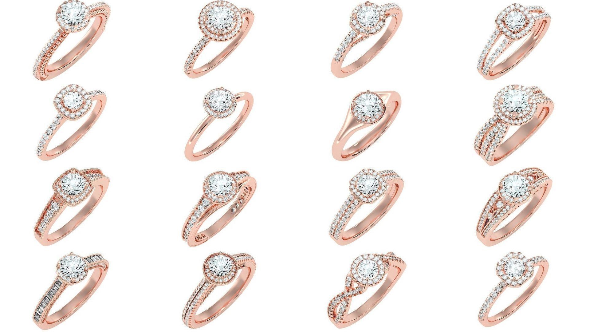 1000 solitaire wedding engagement women ring 3dm stl render 3D Model Collection_17