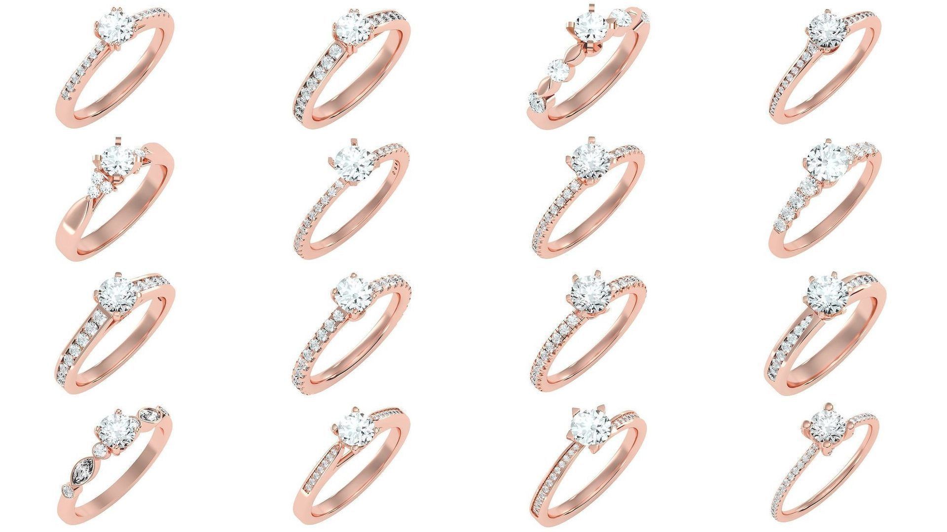 1000 solitaire wedding engagement women ring 3dm stl render 3D Model Collection_1