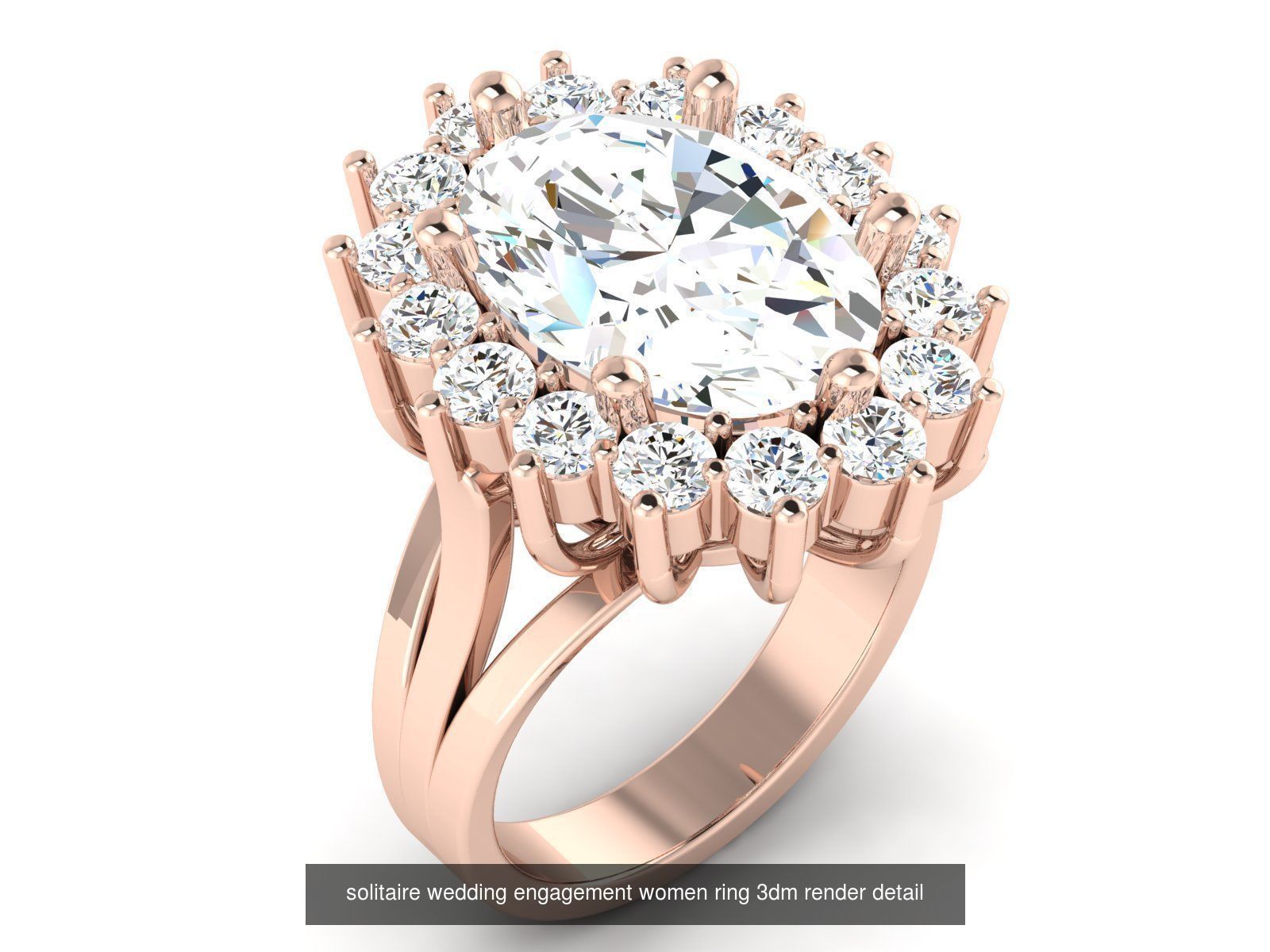 1000 solitaire wedding engagement women ring 3dm stl render 3D Model Collection_36