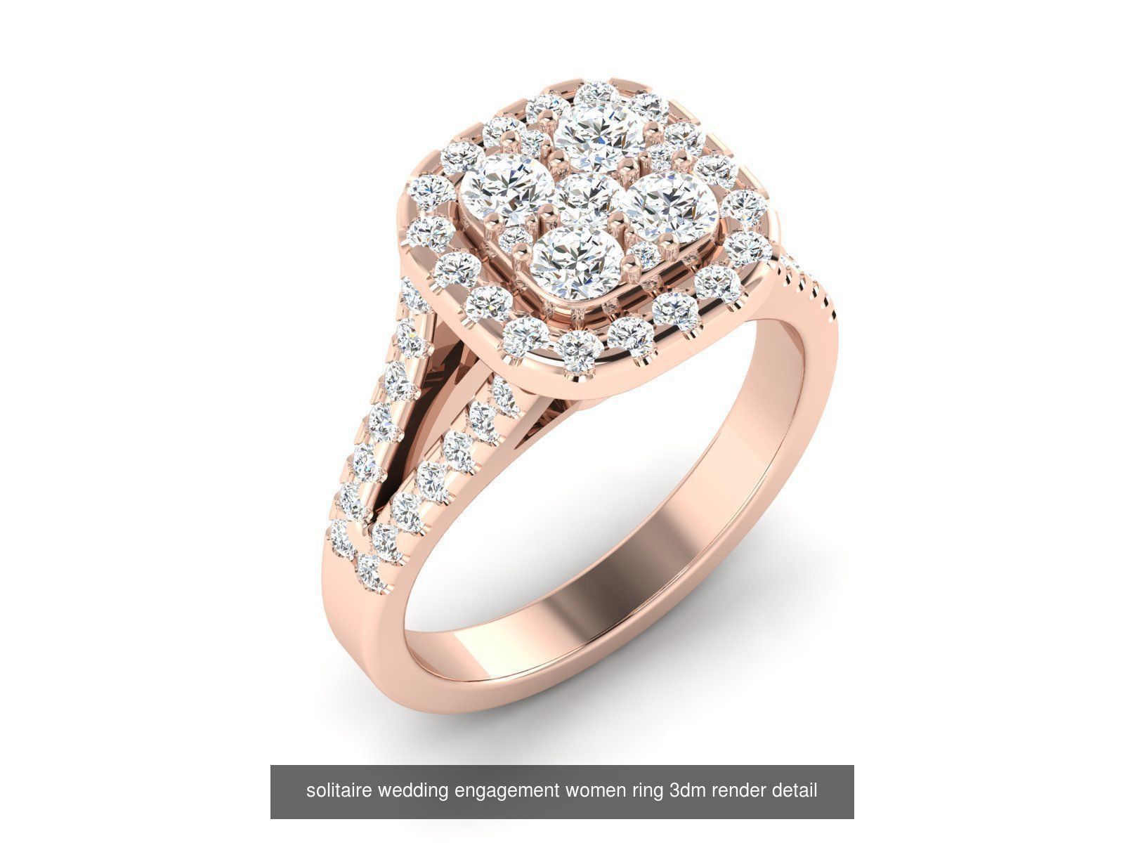 1000 solitaire wedding engagement women ring 3dm stl render 3D Model Collection_42