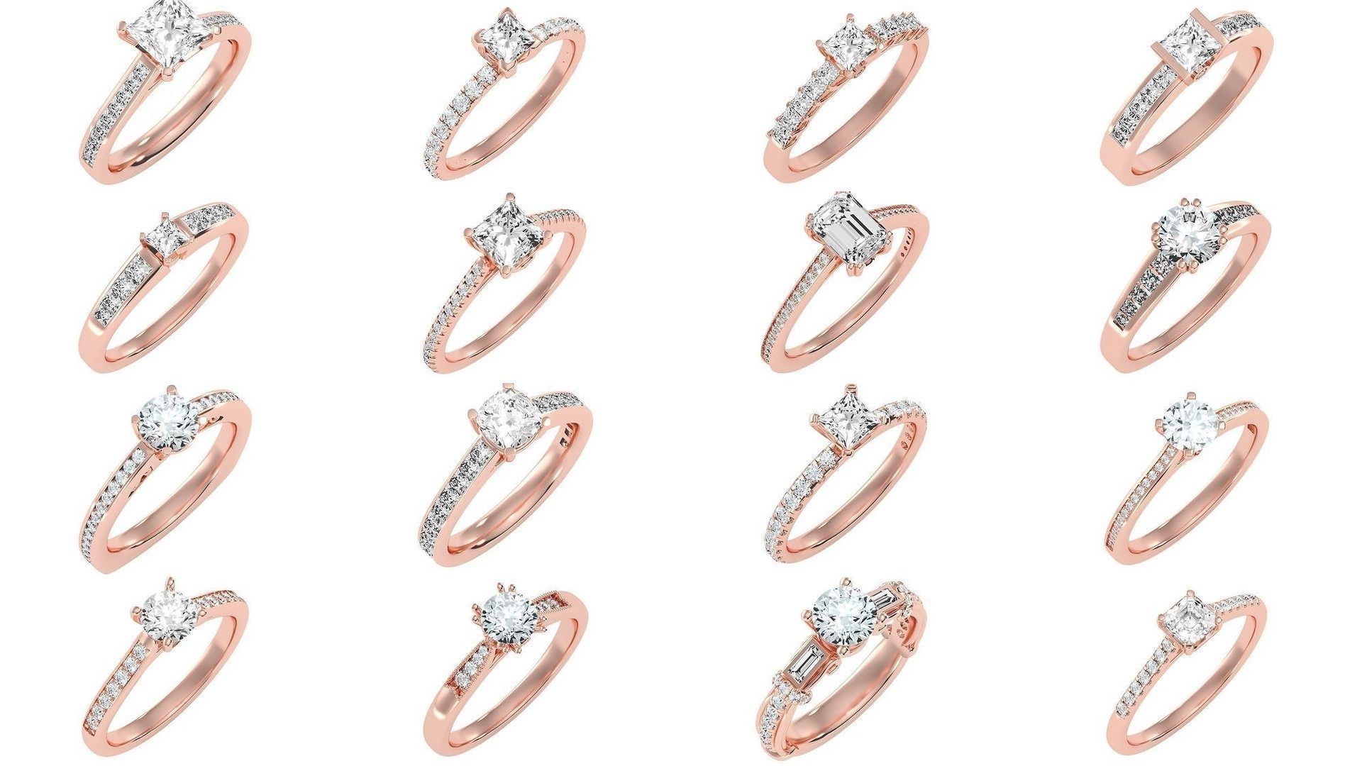 1000 solitaire wedding engagement women ring 3dm stl render 3D Model Collection_8